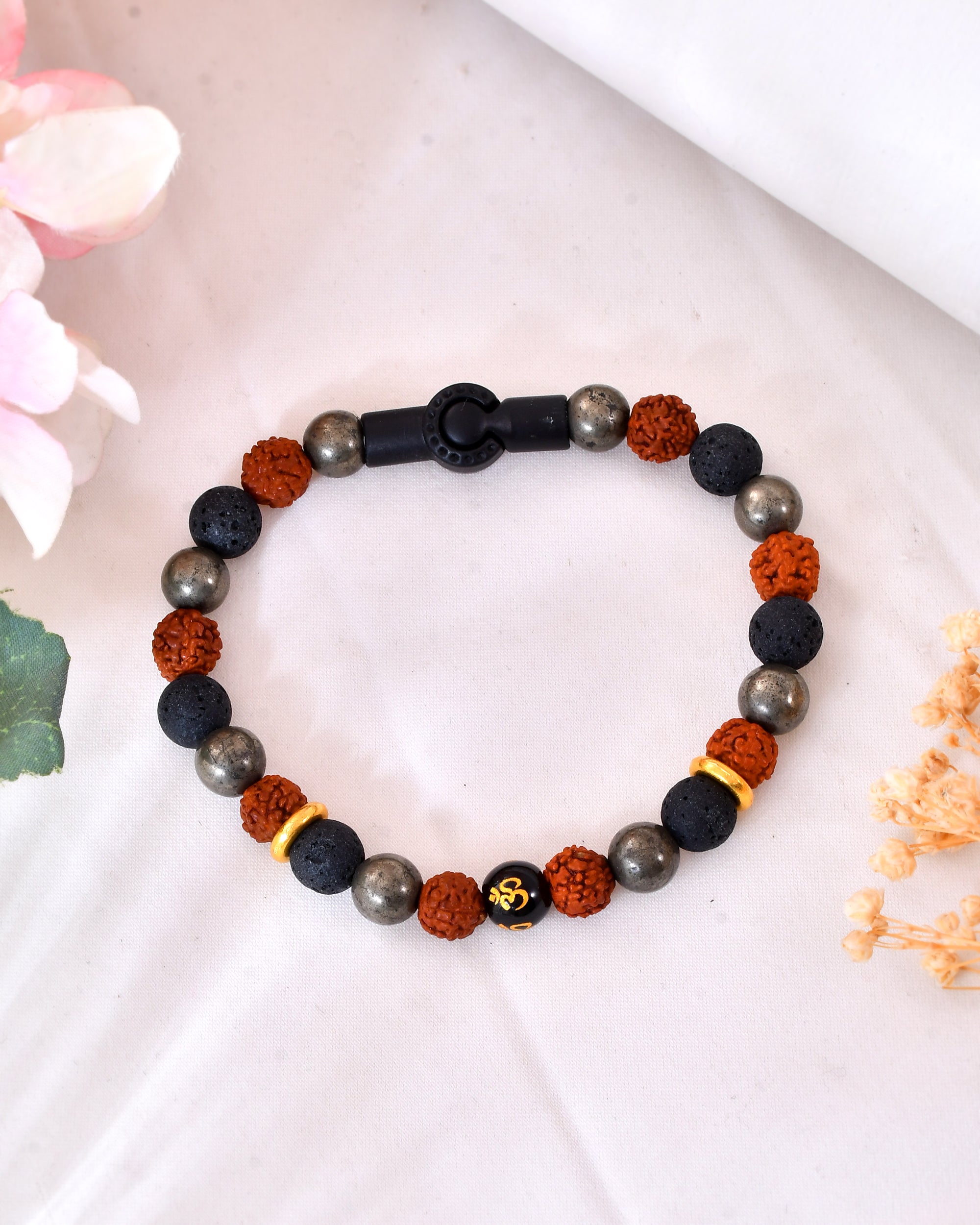 Natural Om Bracelet With Magnetic Lock