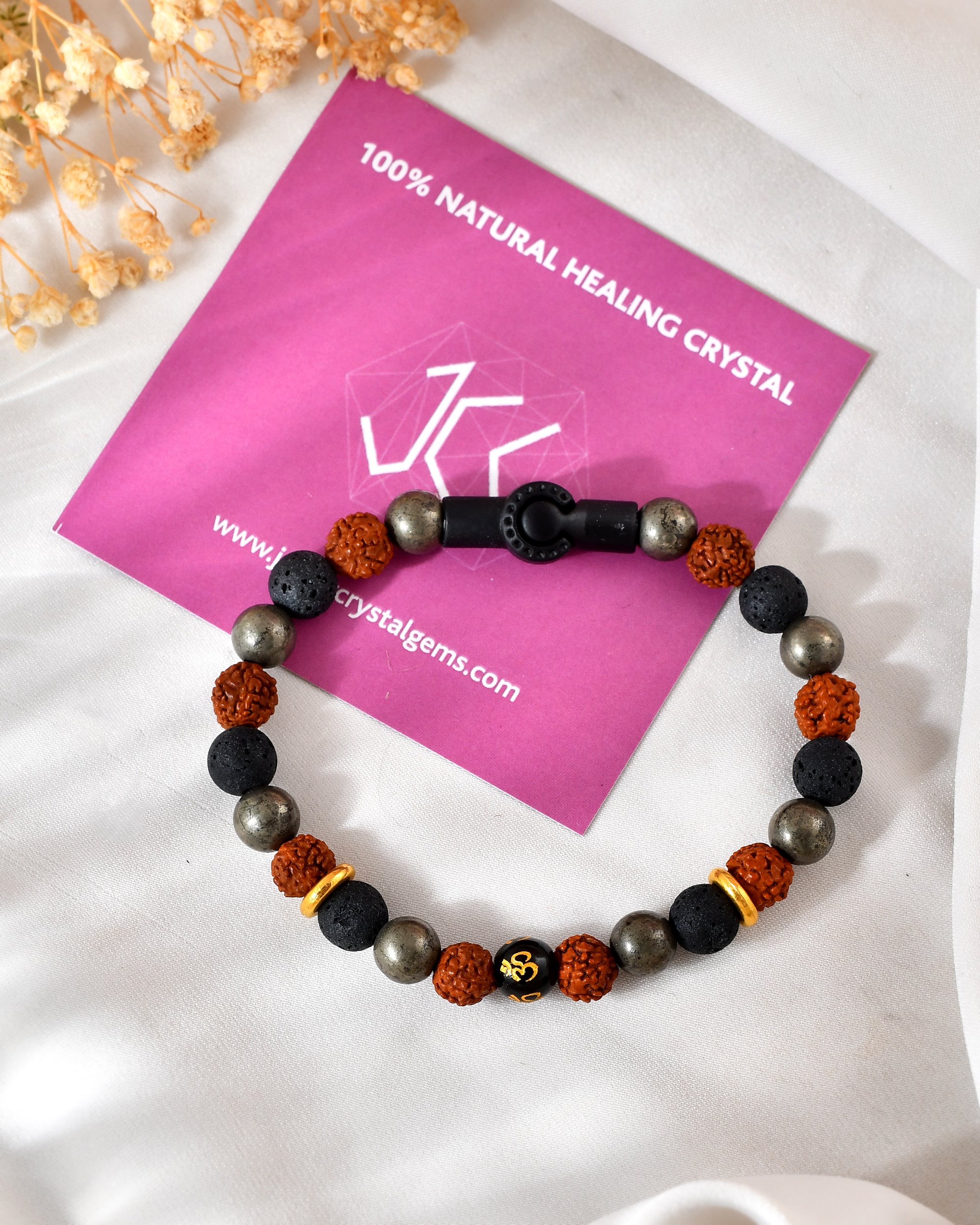 Natural Om Bracelet With Magnetic Lock