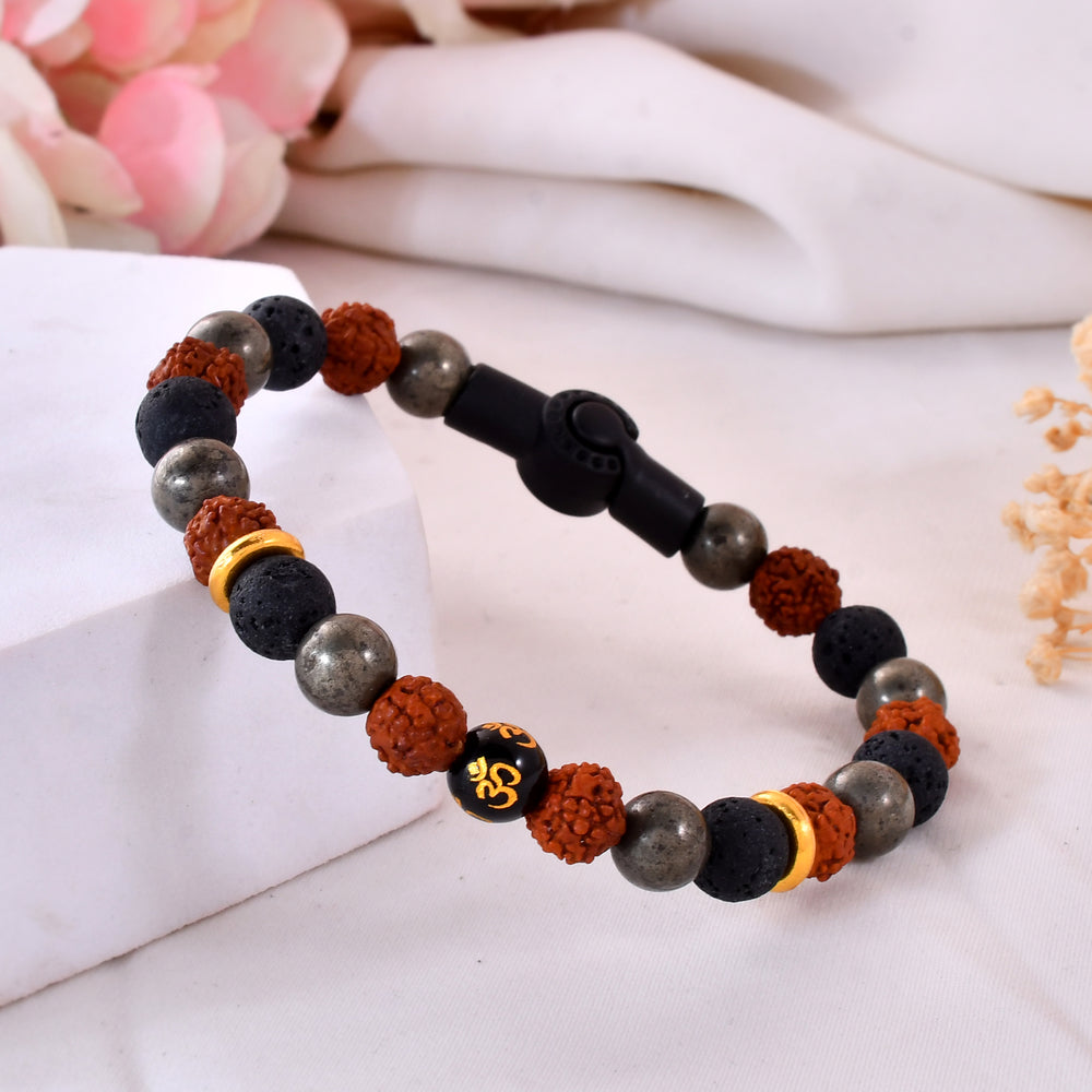 Natural Om Bracelet With Magnetic Lock