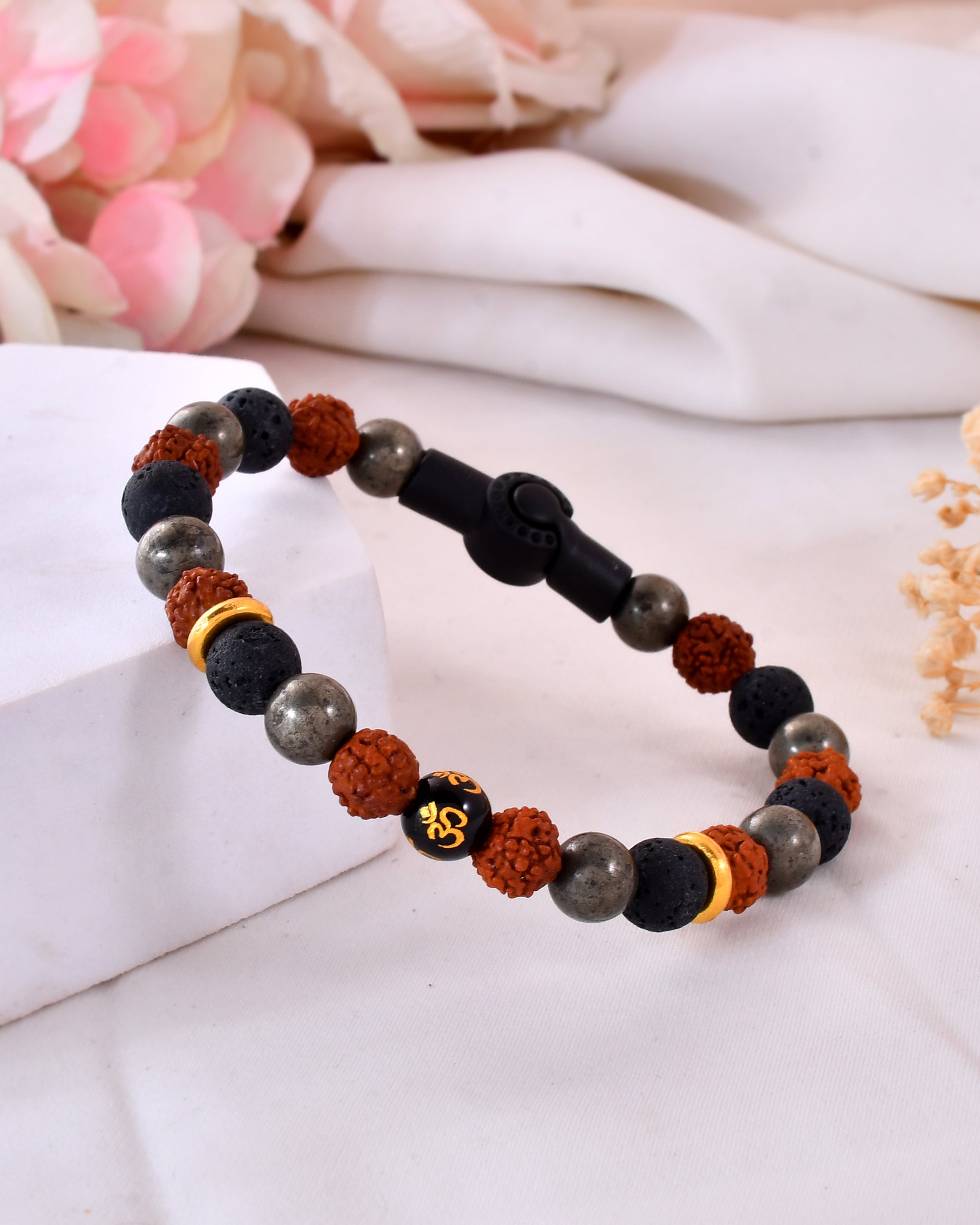 Natural Om Bracelet With Magnetic Lock