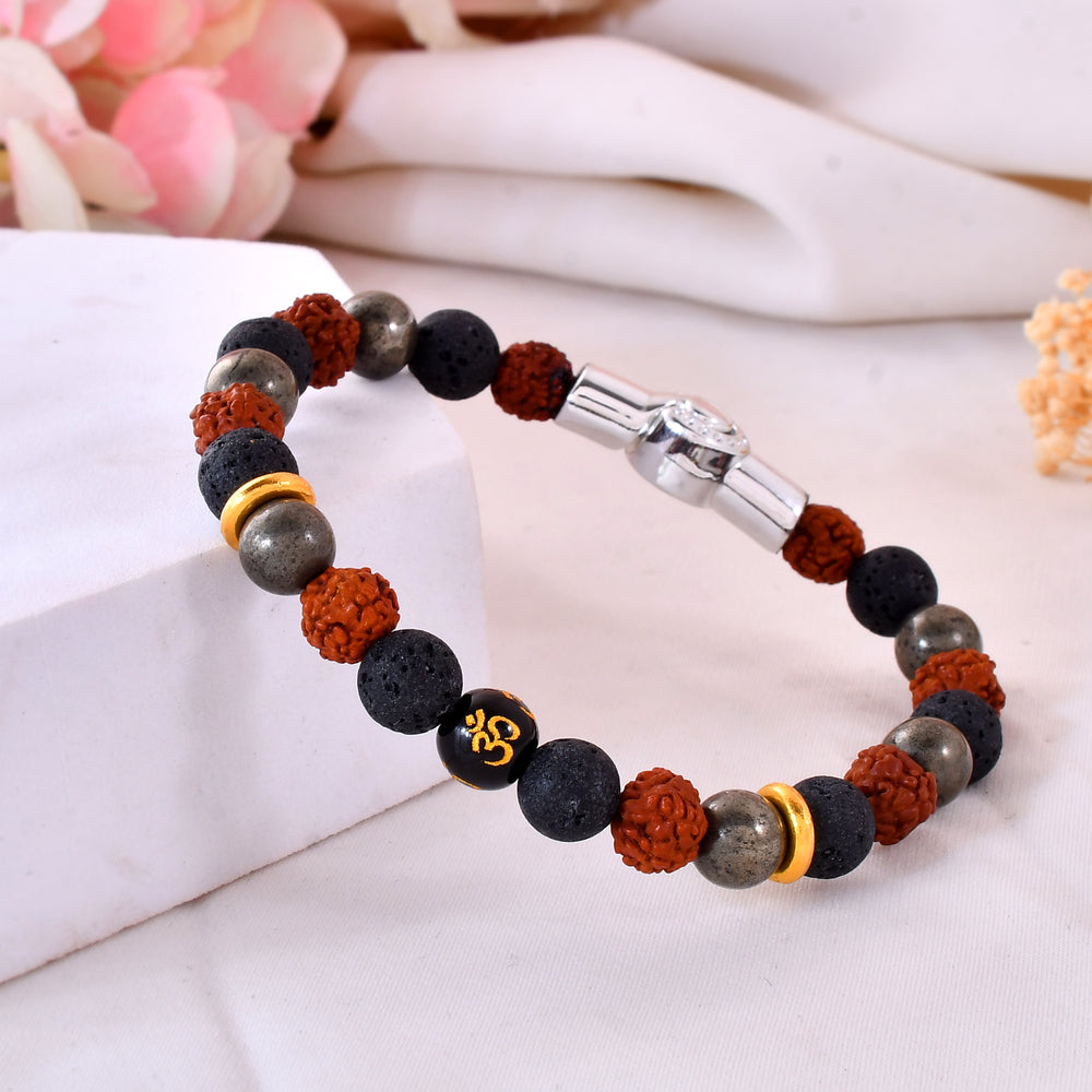 Om Bracelet With Silver  Magnet Lock