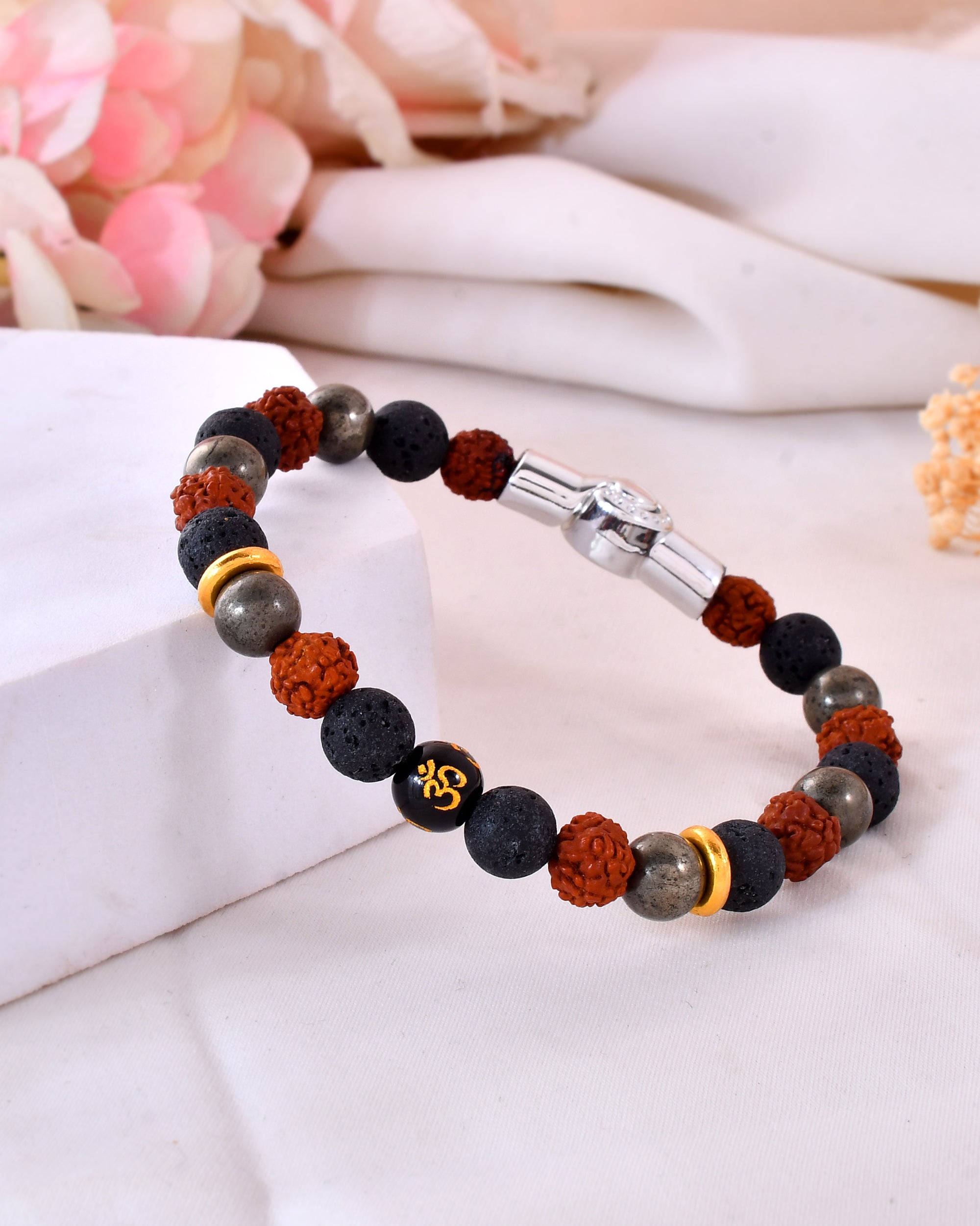 Om Bracelet With Silver  Magnet Lock