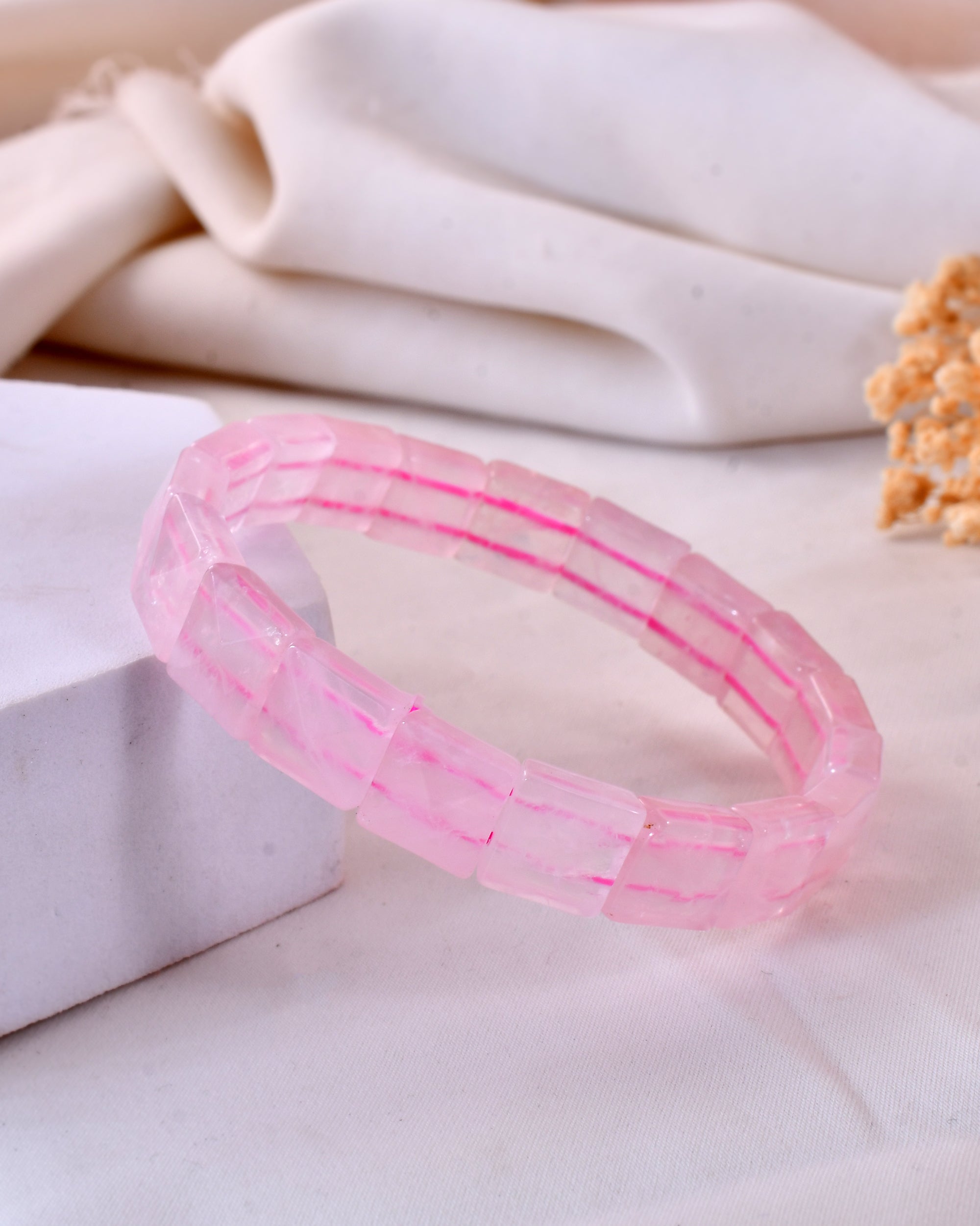 Rose Quartz Pyramid Bracelet