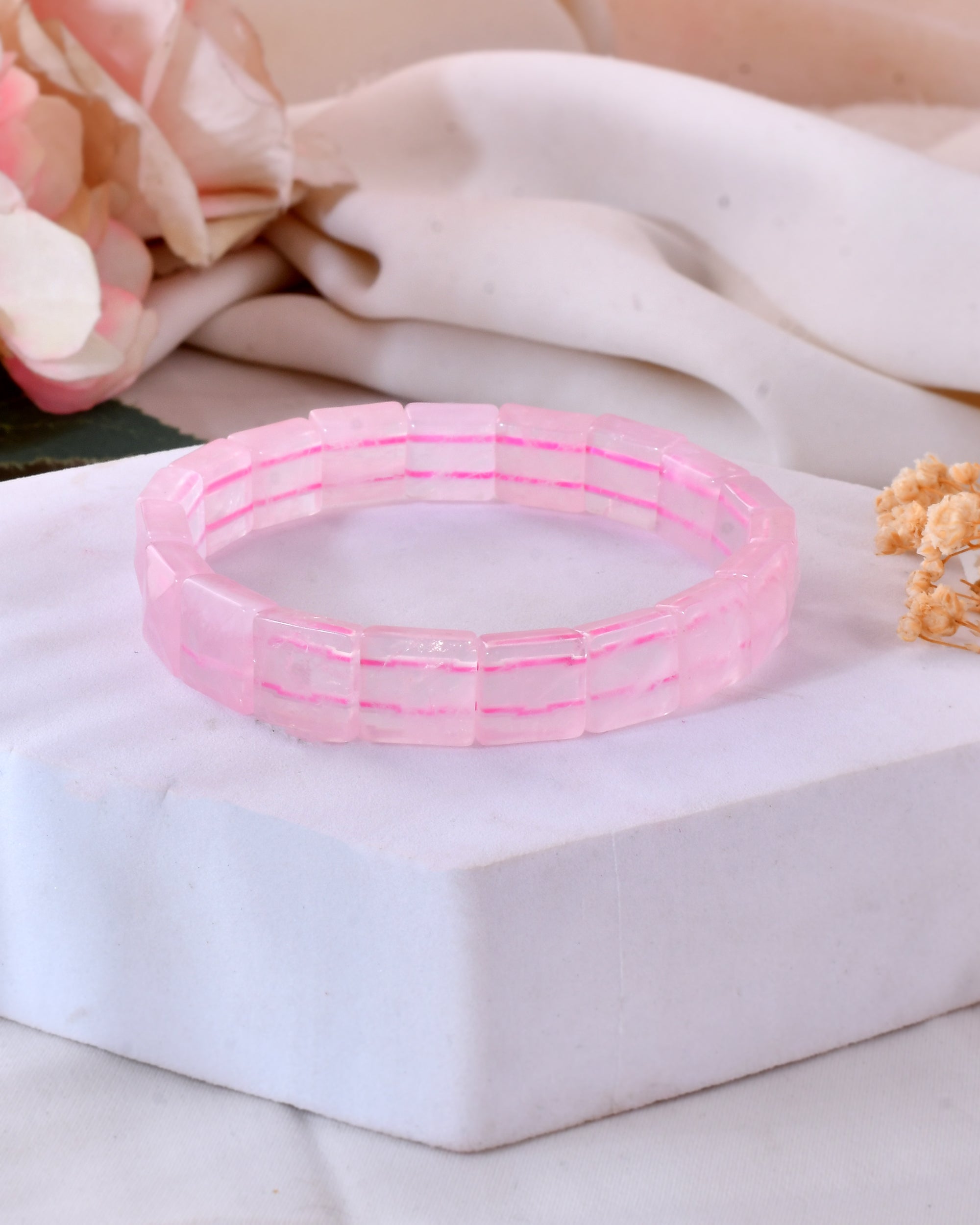 Rose Quartz Pyramid Bracelet