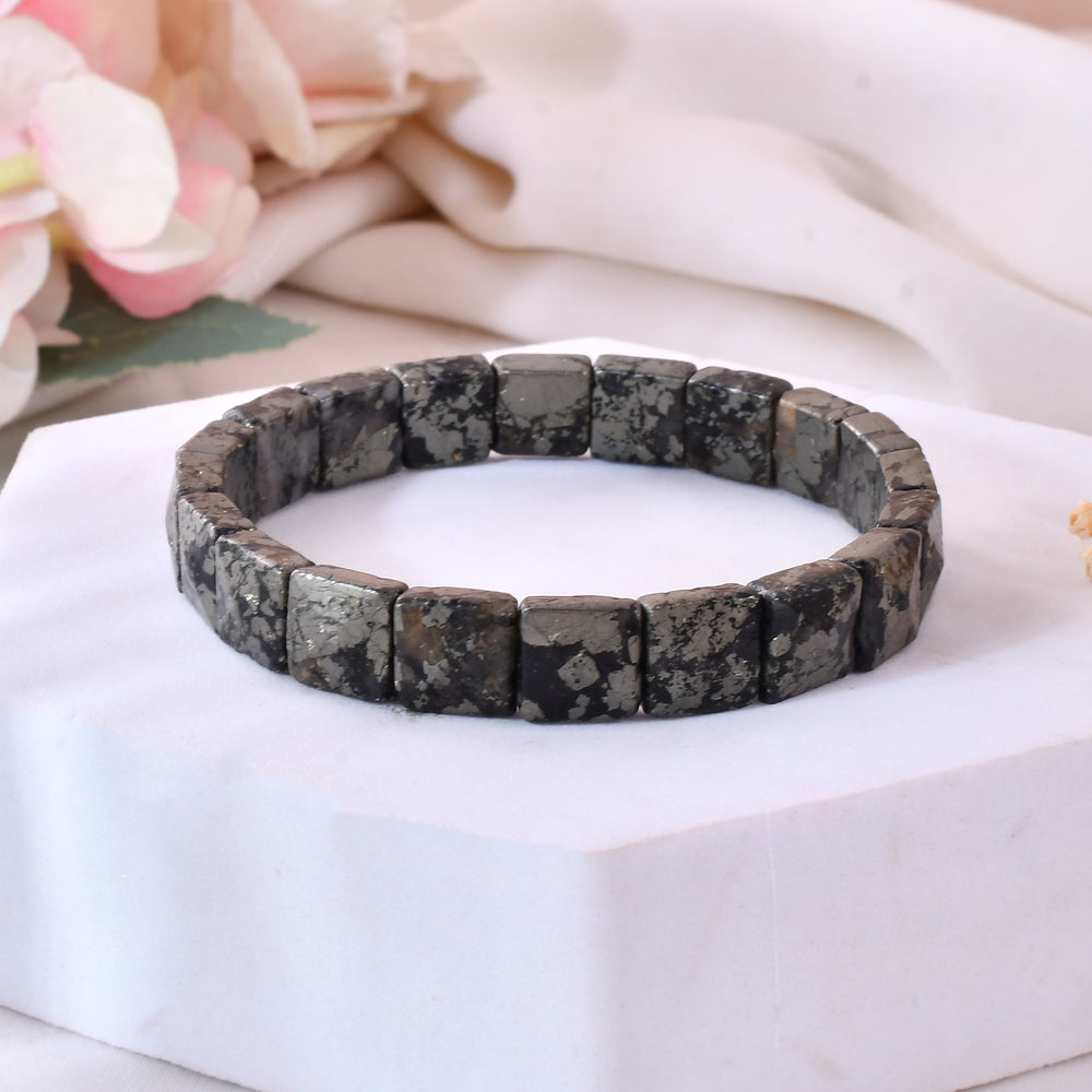 Apache Gold Pyramid Bracelet ( pyrite + tourmaline mix )