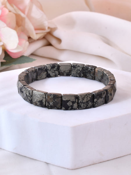 Apache Gold Pyramid Bracelet ( pyrite + tourmaline mix )