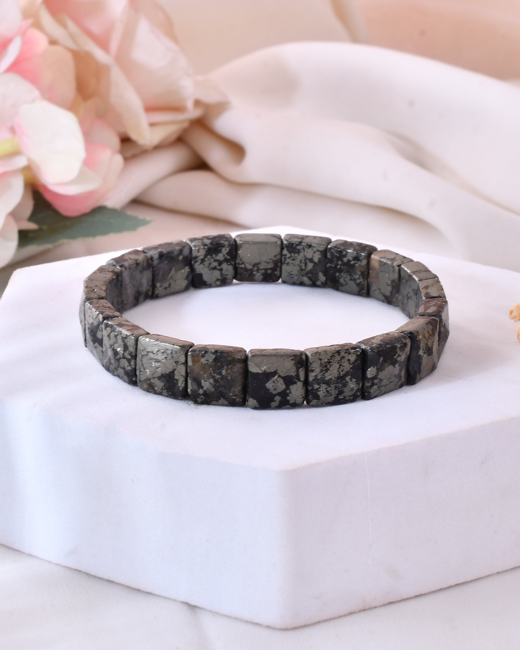 Apache Gold Pyramid Bracelet ( pyrite + tourmaline mix )