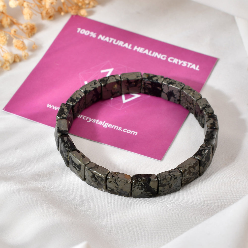 Apache Gold Pyramid Bracelet ( pyrite + tourmaline mix )
