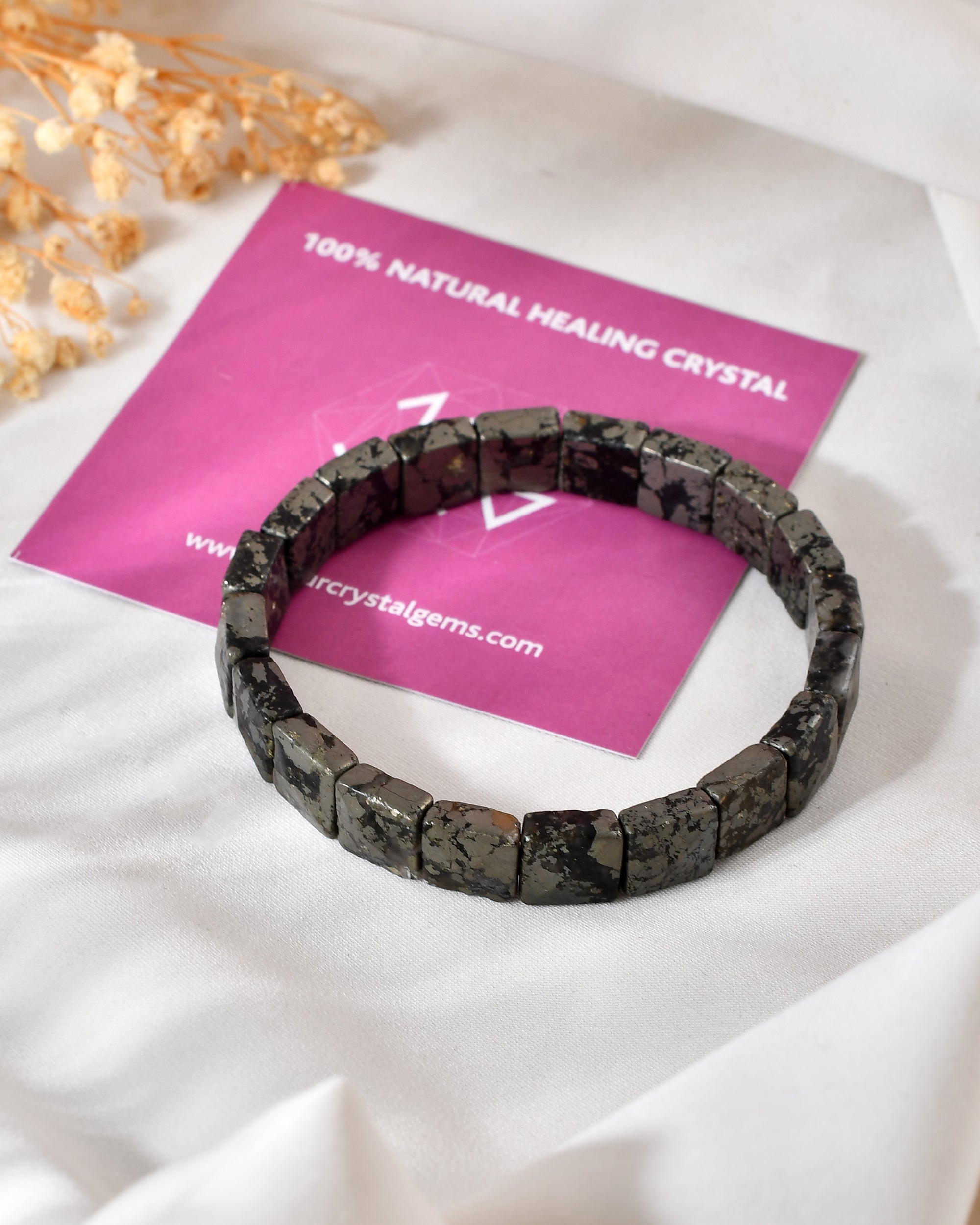 Apache Gold Pyramid Bracelet ( pyrite + tourmaline mix )