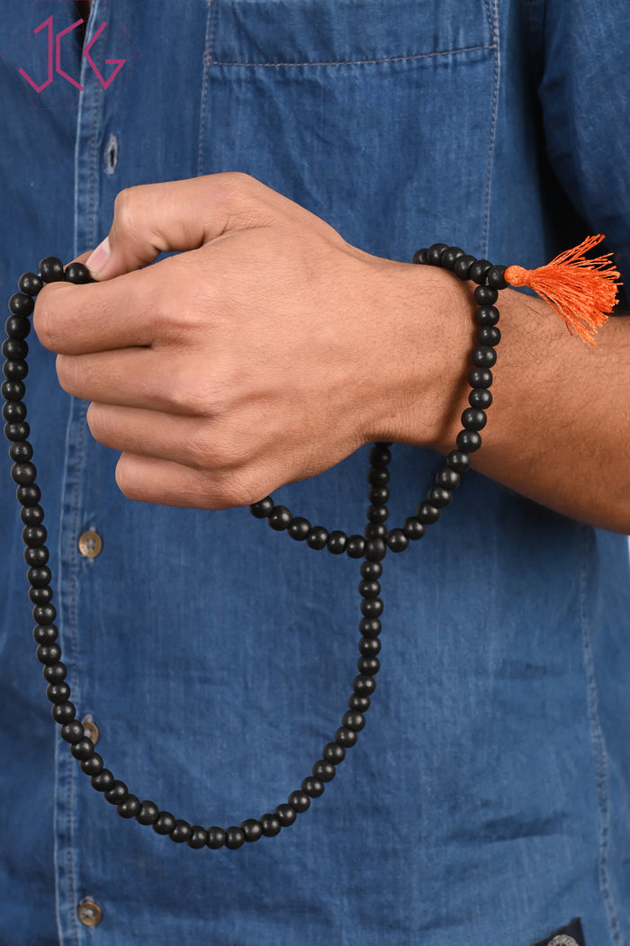 Original Karungali Mala (Natural Ebony Wood) with Free Bracelet
