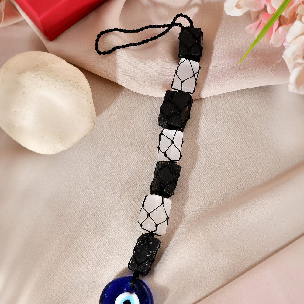Nazar Protection Black Tourmaline Selenite Hanging