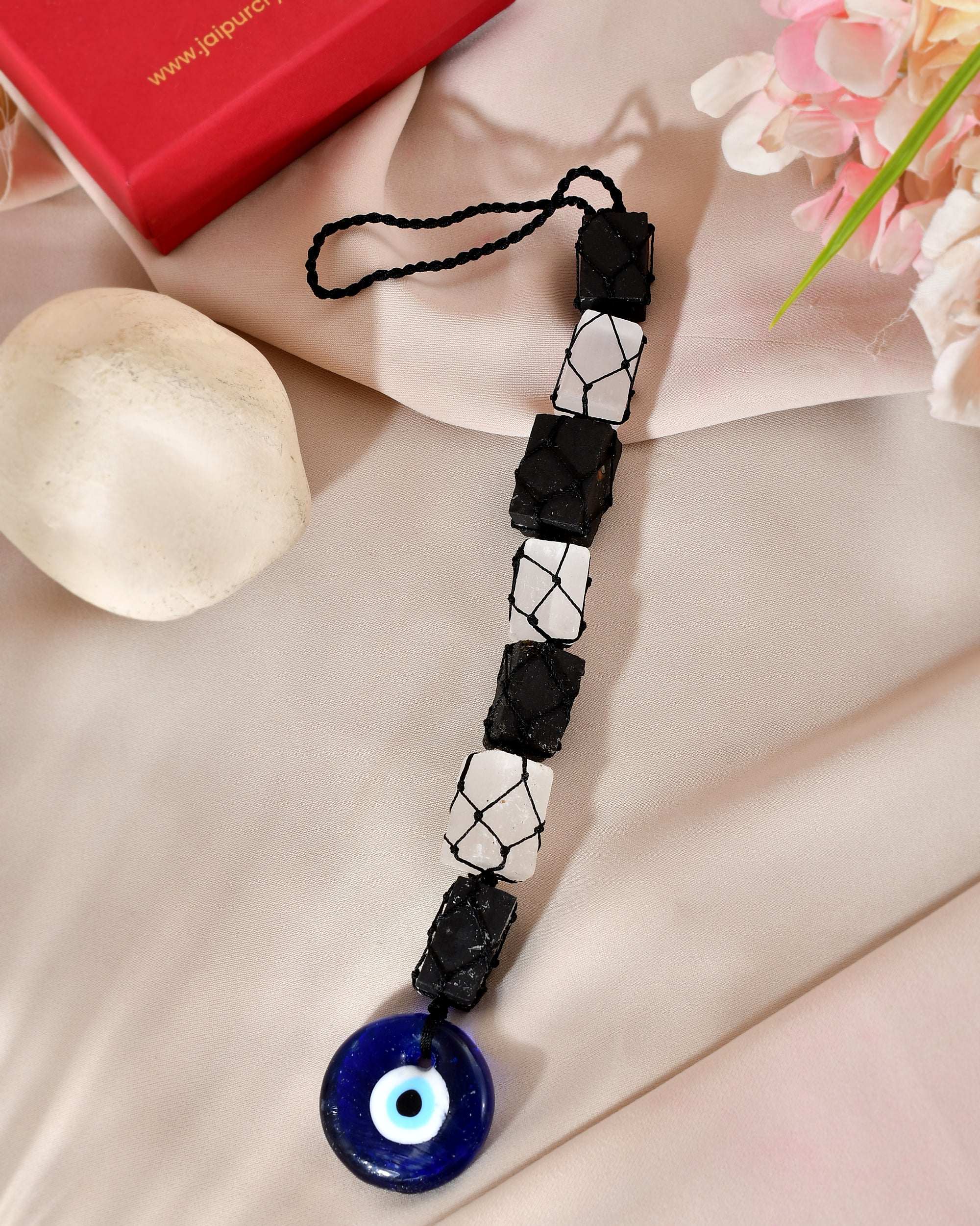 Nazar Protection Black Tourmaline Selenite Hanging