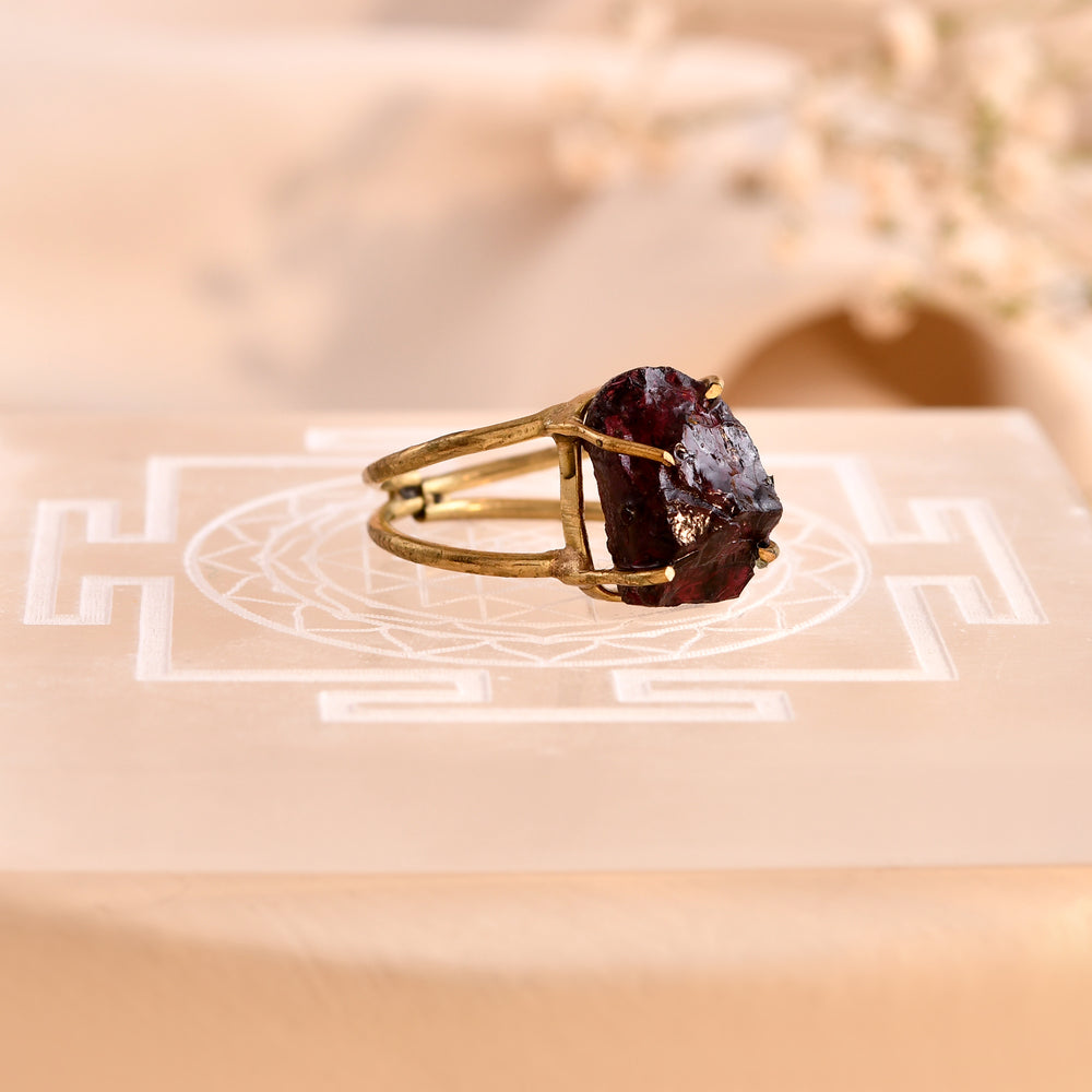 NATURAL GARNET RAW RING 100% Natural Gemstone