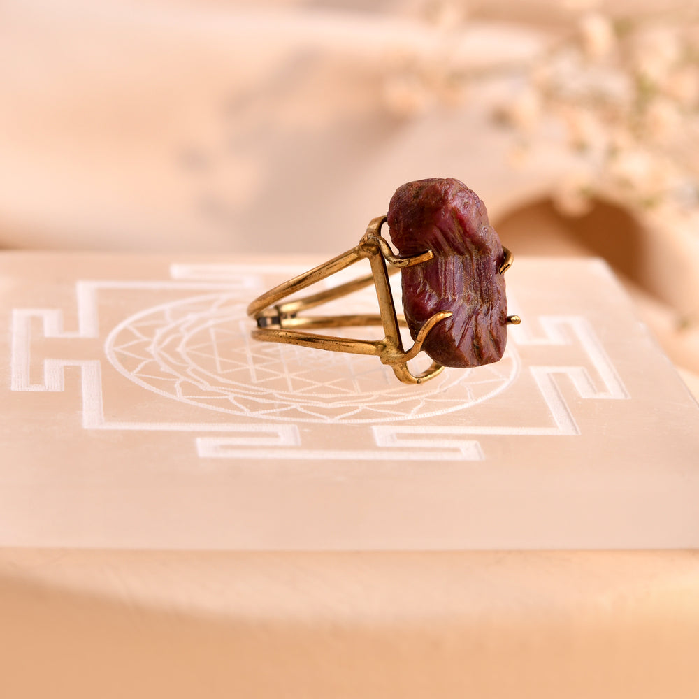 NATURAL RUBY RAW RING 100% Natural Gemstone