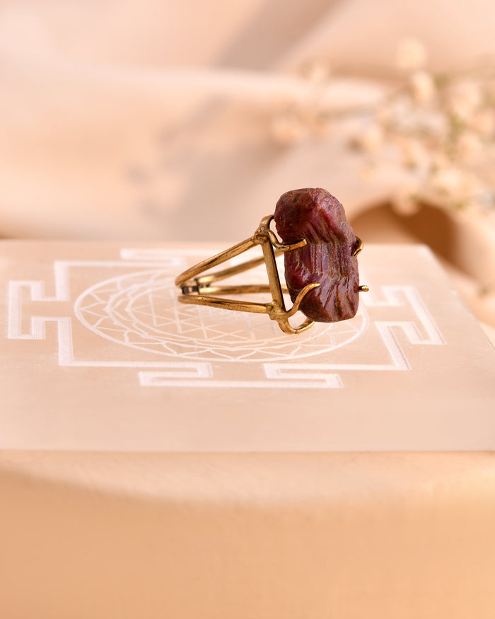 NATURAL RUBY RAW RING 100% Natural Gemstone