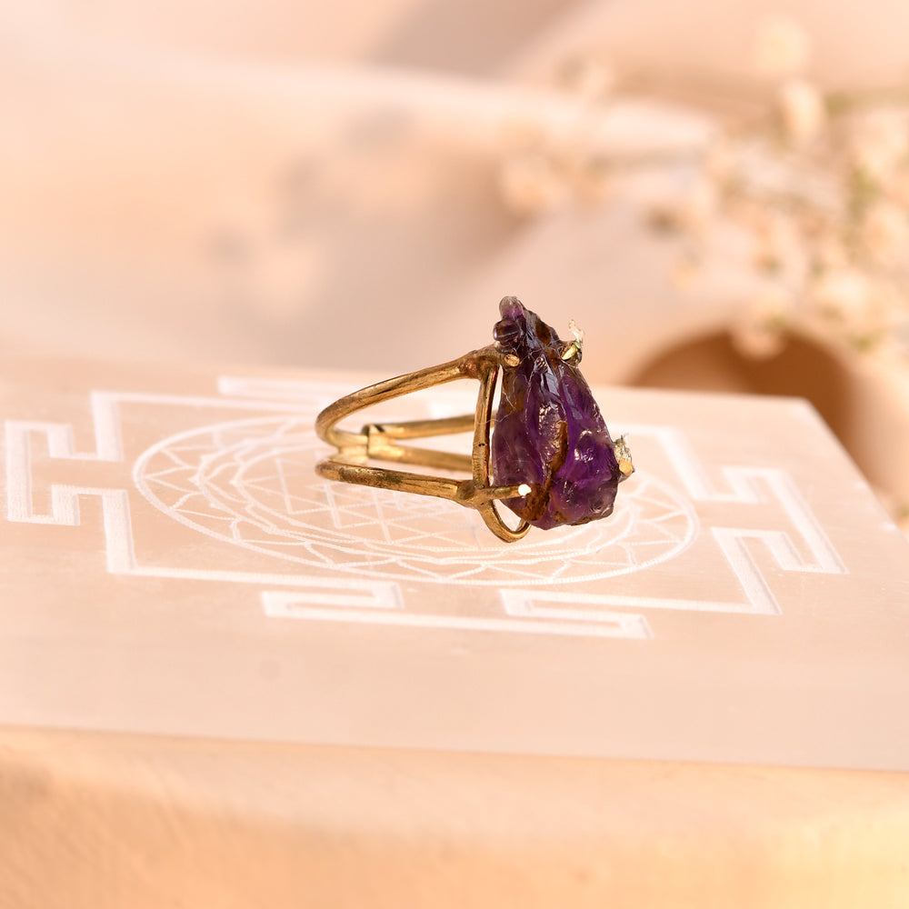 NATURAL AMETHYST RAW RING 100% Natural Gemstone