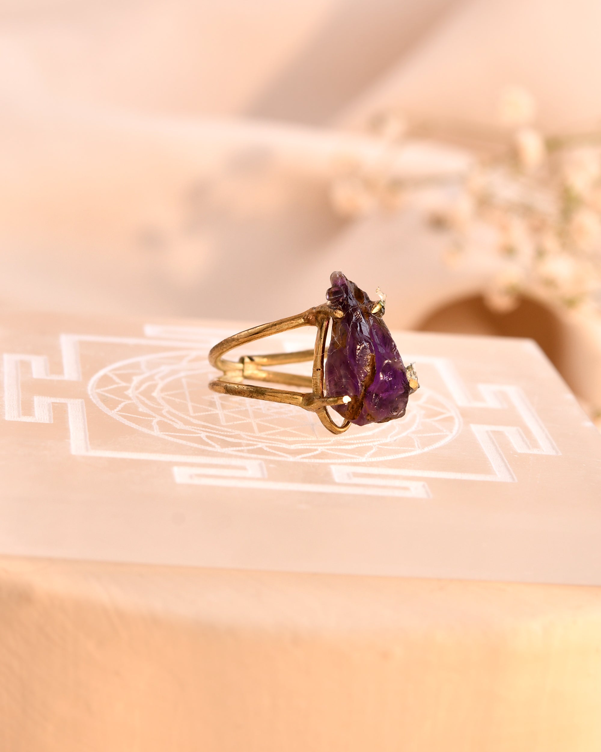 NATURAL AMETHYST RAW RING 100% Natural Gemstone