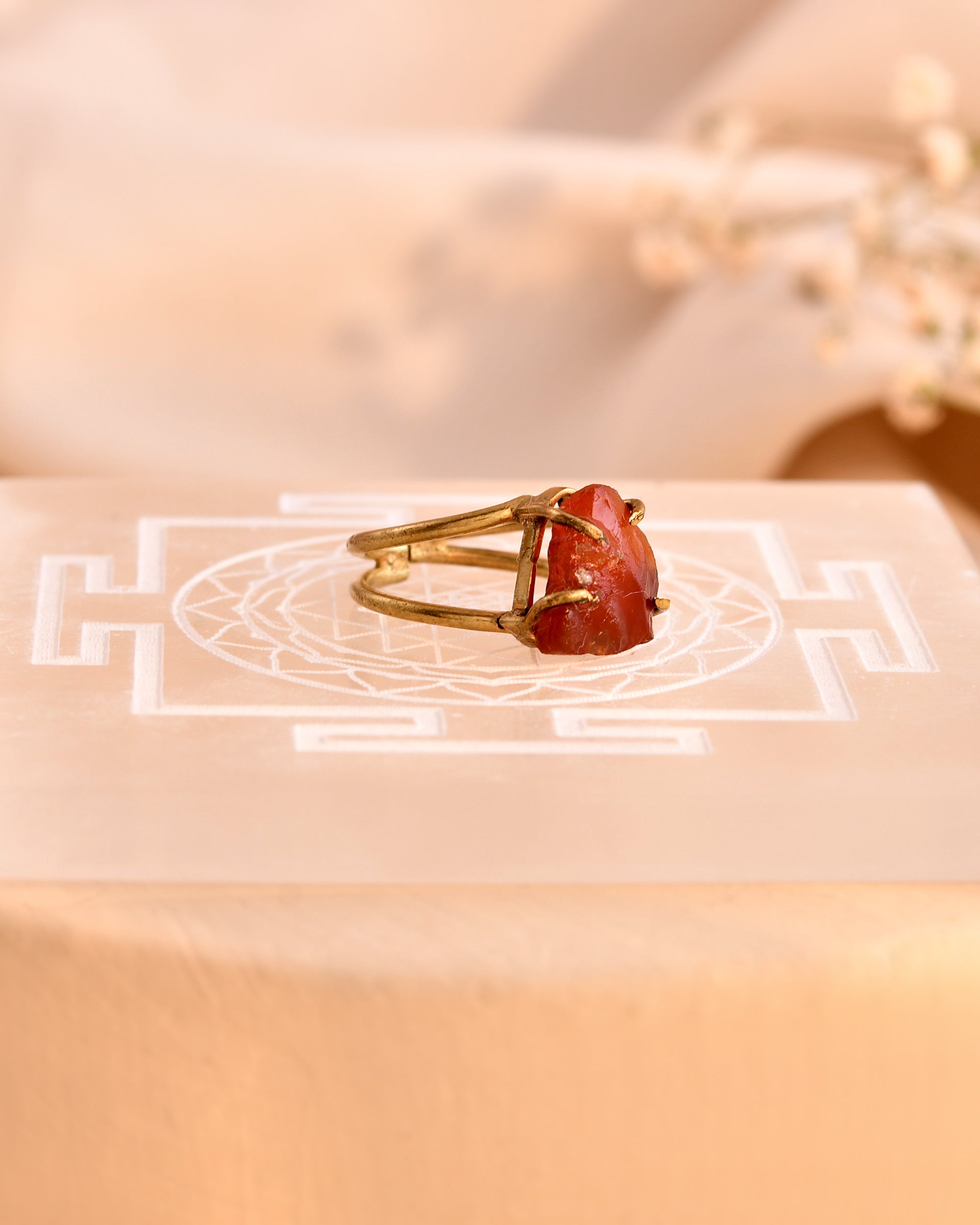 NATURAL CARNELIAN RAW RING 100% Natural Gemstone