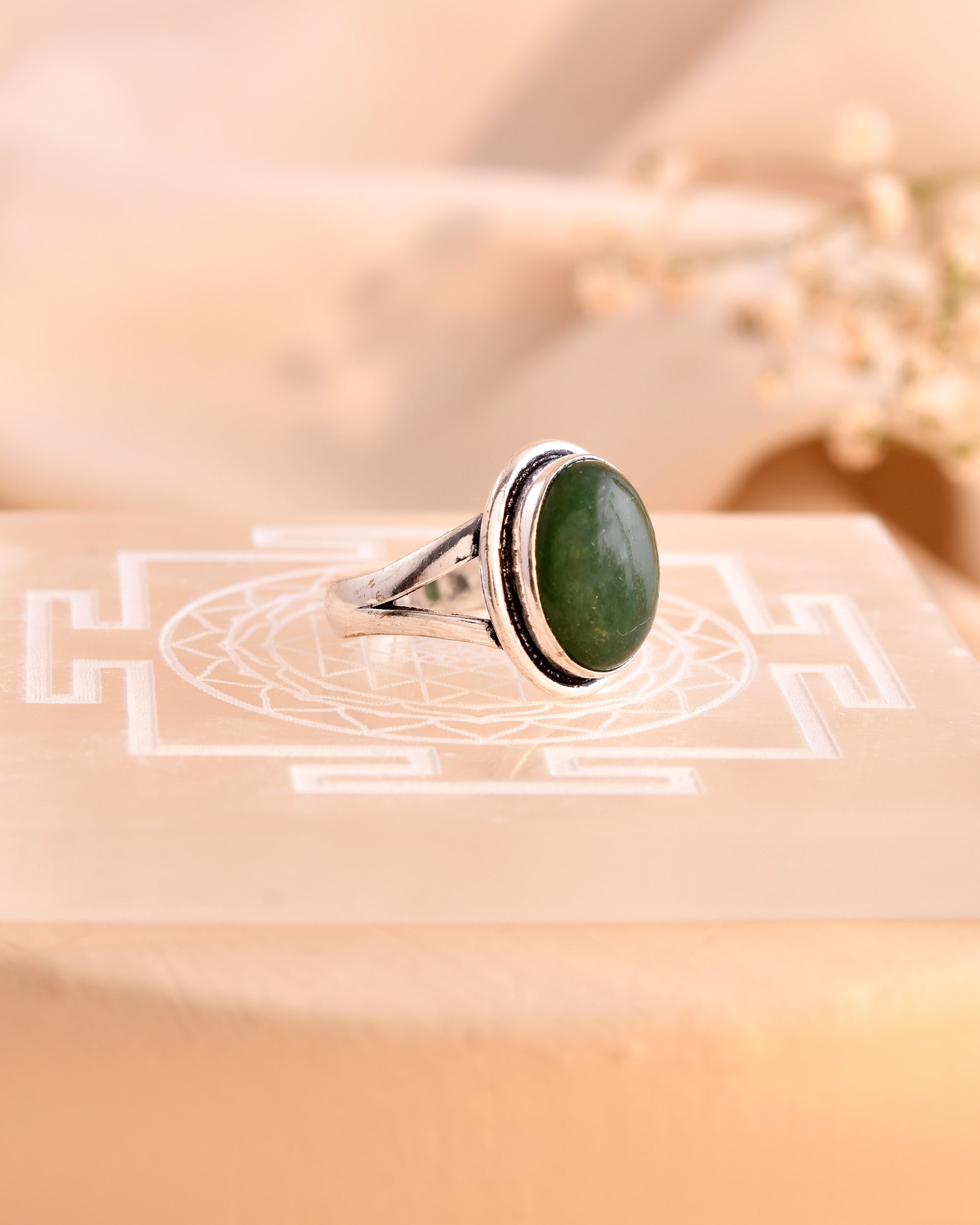 NATURAL GREEN JADE  RING 100% Natural Gemstone