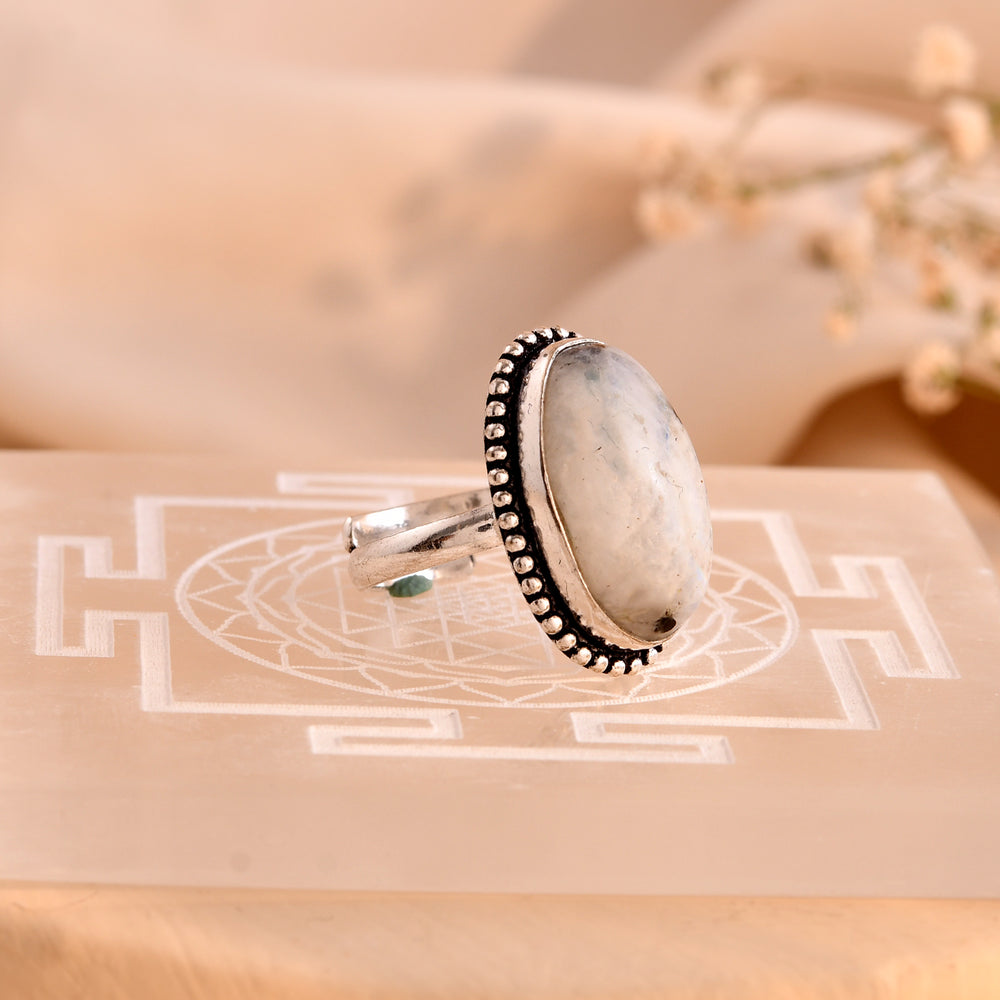 NATURAL RAINBOW MOONSTONE  RING 100% Natural Gemstone