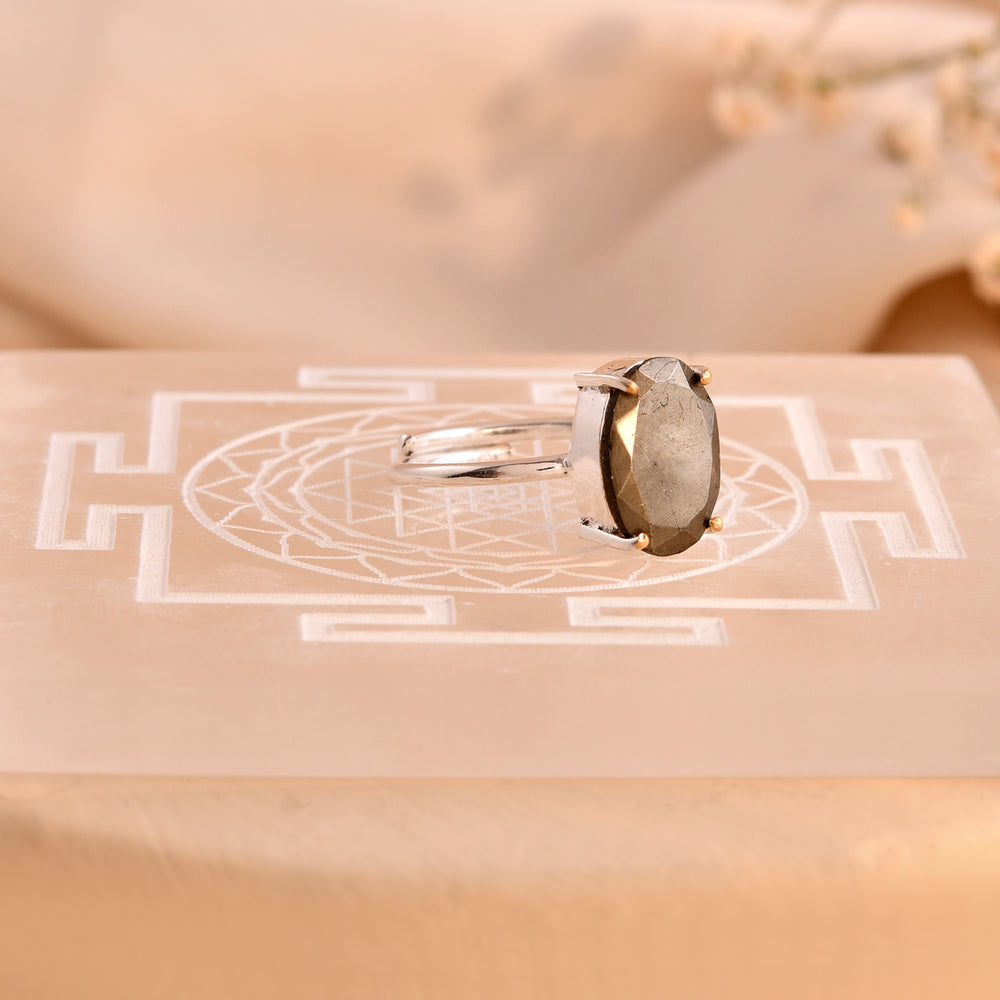NATURAL PYRITE  FACITED RING 100% Natural Gemstone