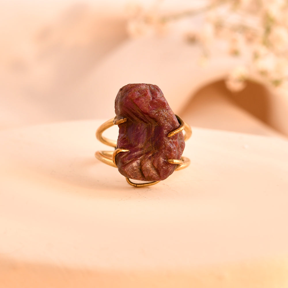 NATURAL RUBY RAW RING 100% Natural Gemstone