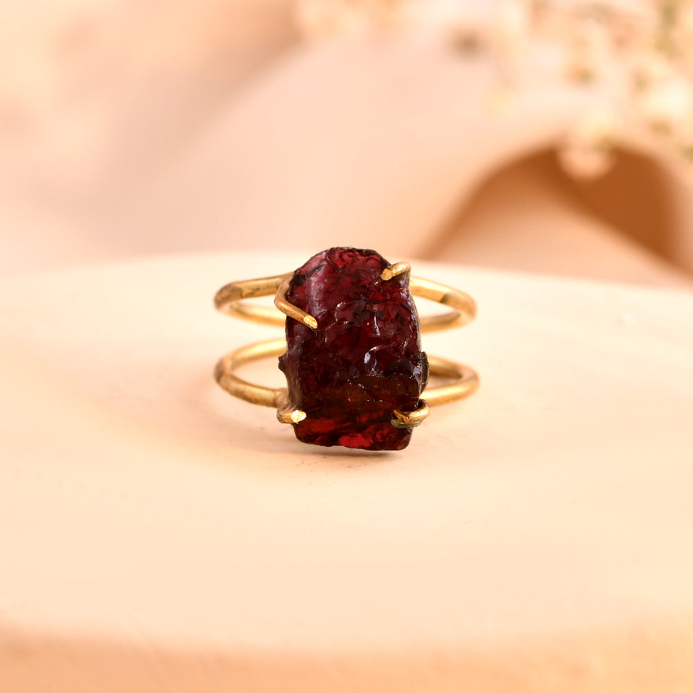 NATURAL GARNET RAW RING 100% Natural Gemstone