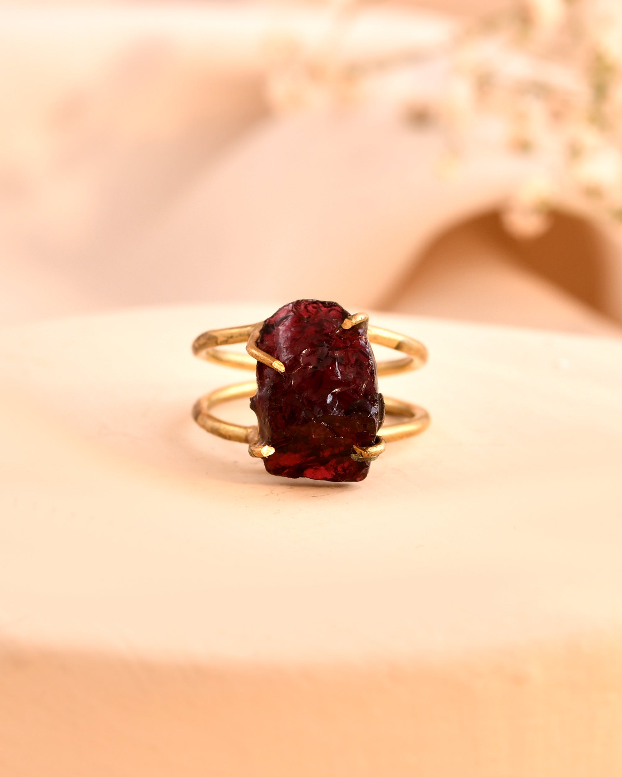 NATURAL GARNET RAW RING 100% Natural Gemstone