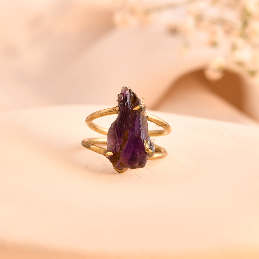 NATURAL AMETHYST RAW RING 100% Natural Gemstone