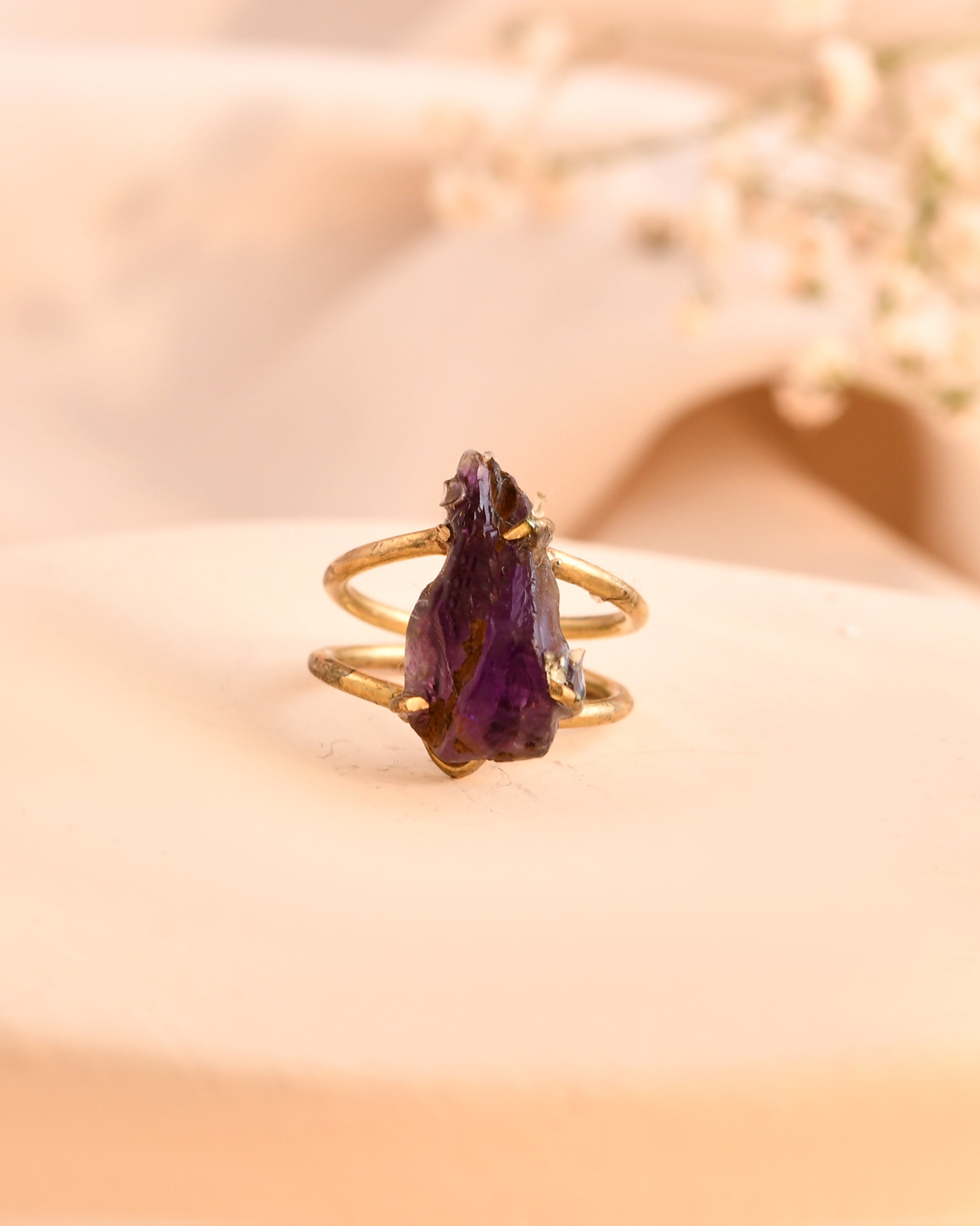 NATURAL AMETHYST RAW RING 100% Natural Gemstone