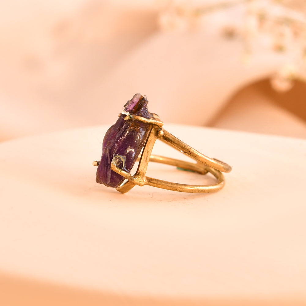 NATURAL AMETHYST RAW RING 100% Natural Gemstone
