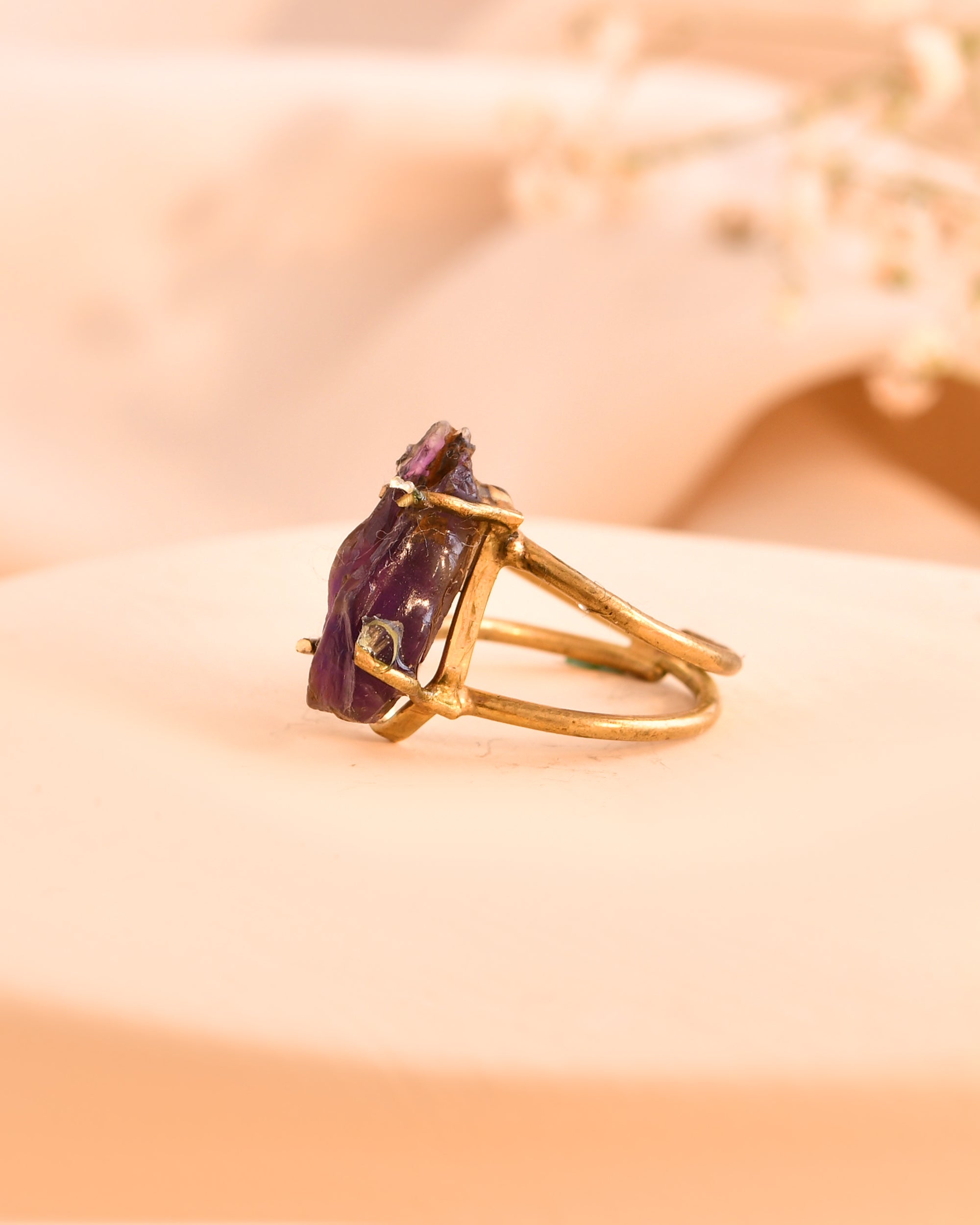NATURAL AMETHYST RAW RING 100% Natural Gemstone