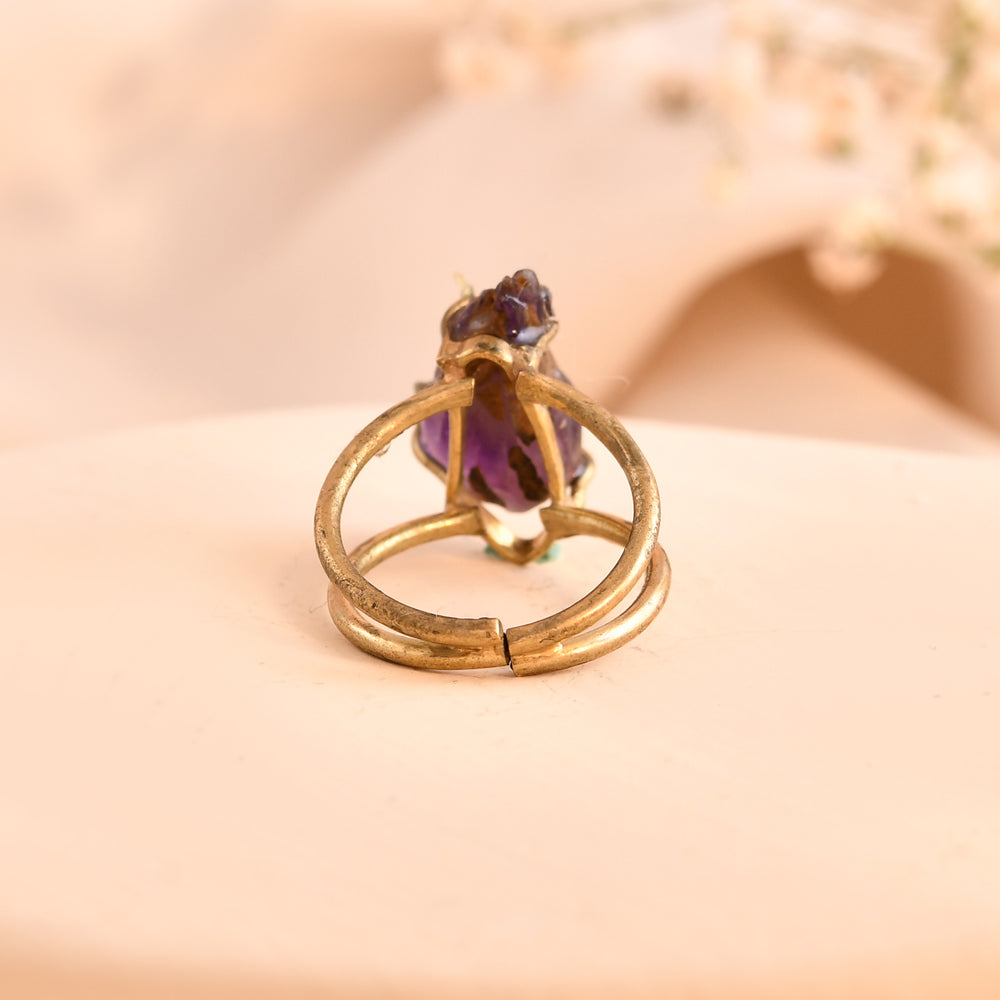 NATURAL AMETHYST RAW RING 100% Natural Gemstone