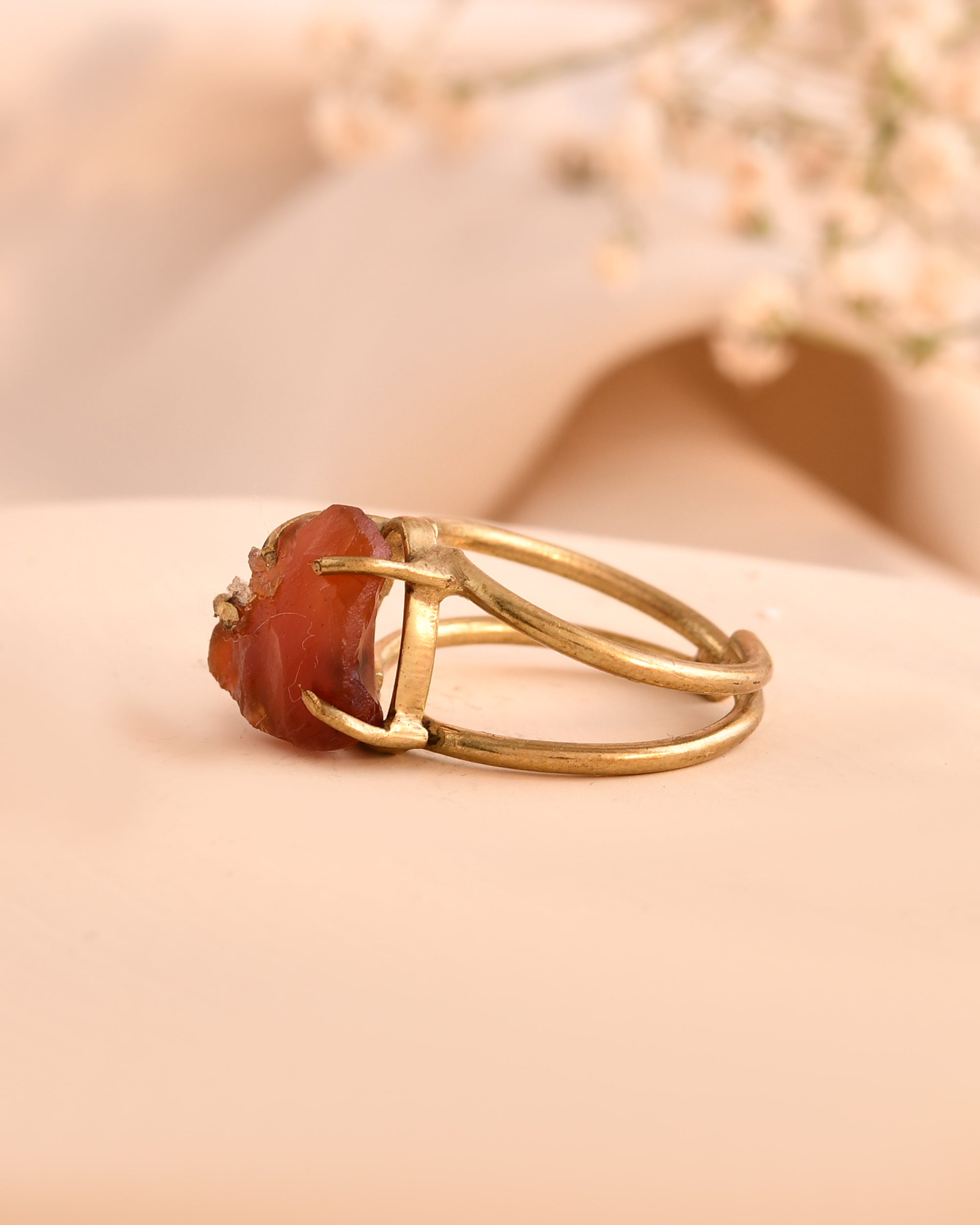 NATURAL CARNELIAN RAW RING 100% Natural Gemstone