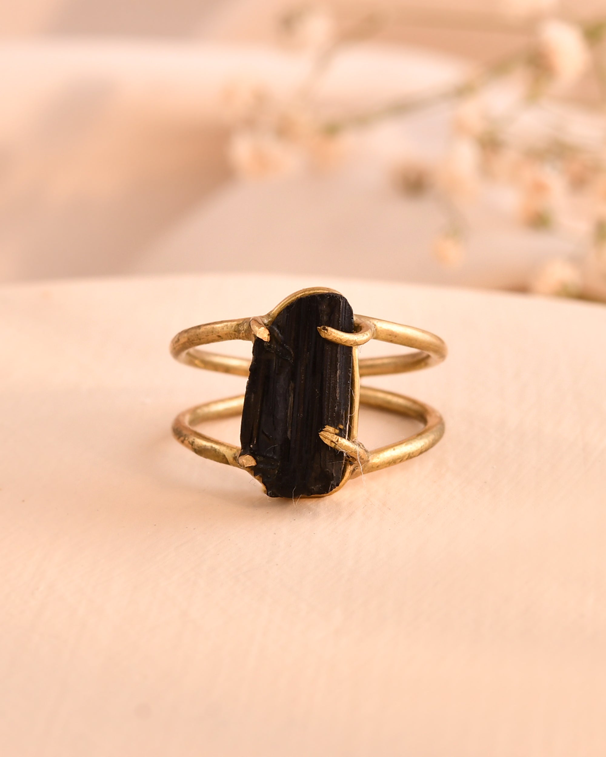 NATURAL BLACK TOURMALINE RAW RING 100% Natural Gemstone