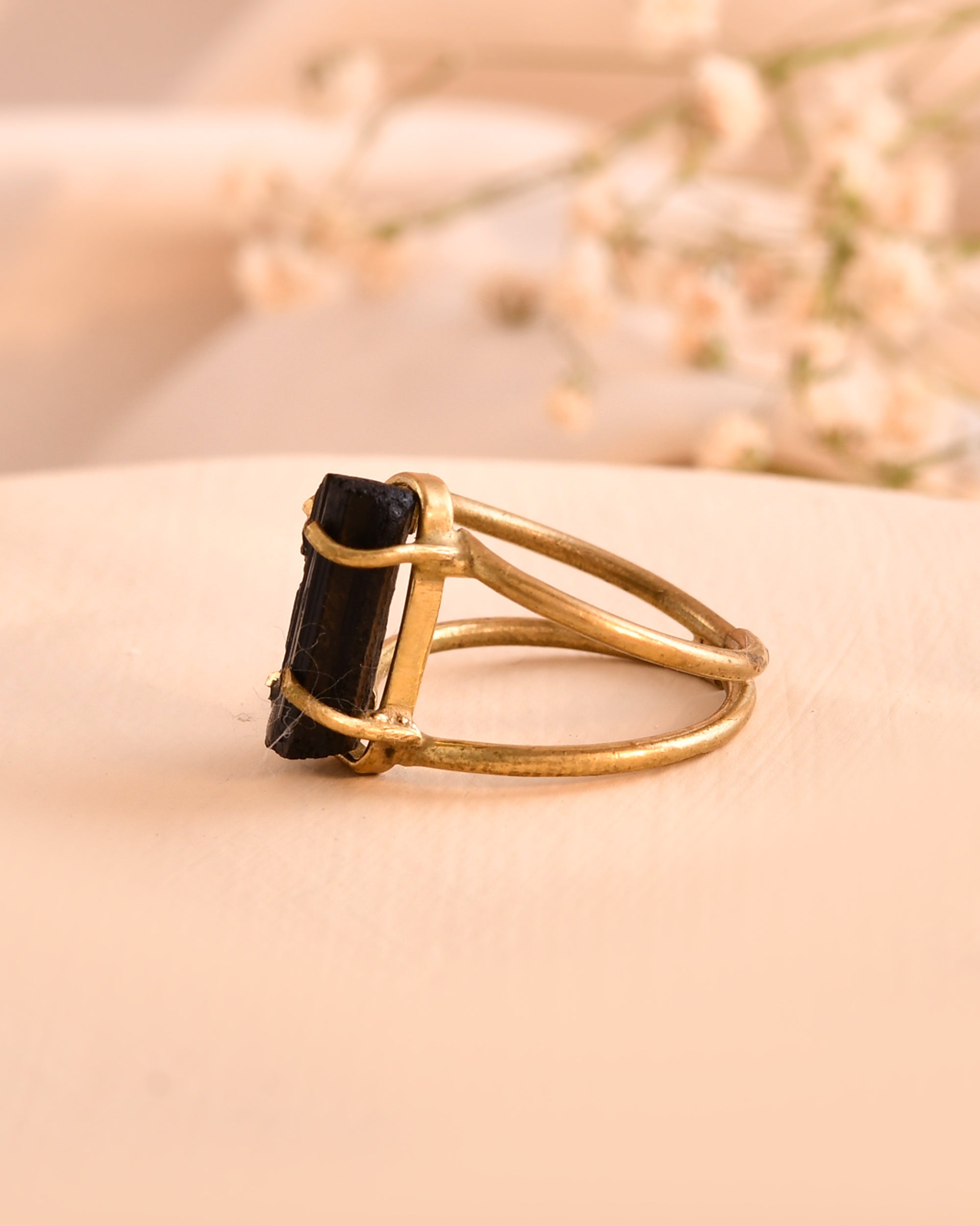 NATURAL BLACK TOURMALINE RAW RING 100% Natural Gemstone