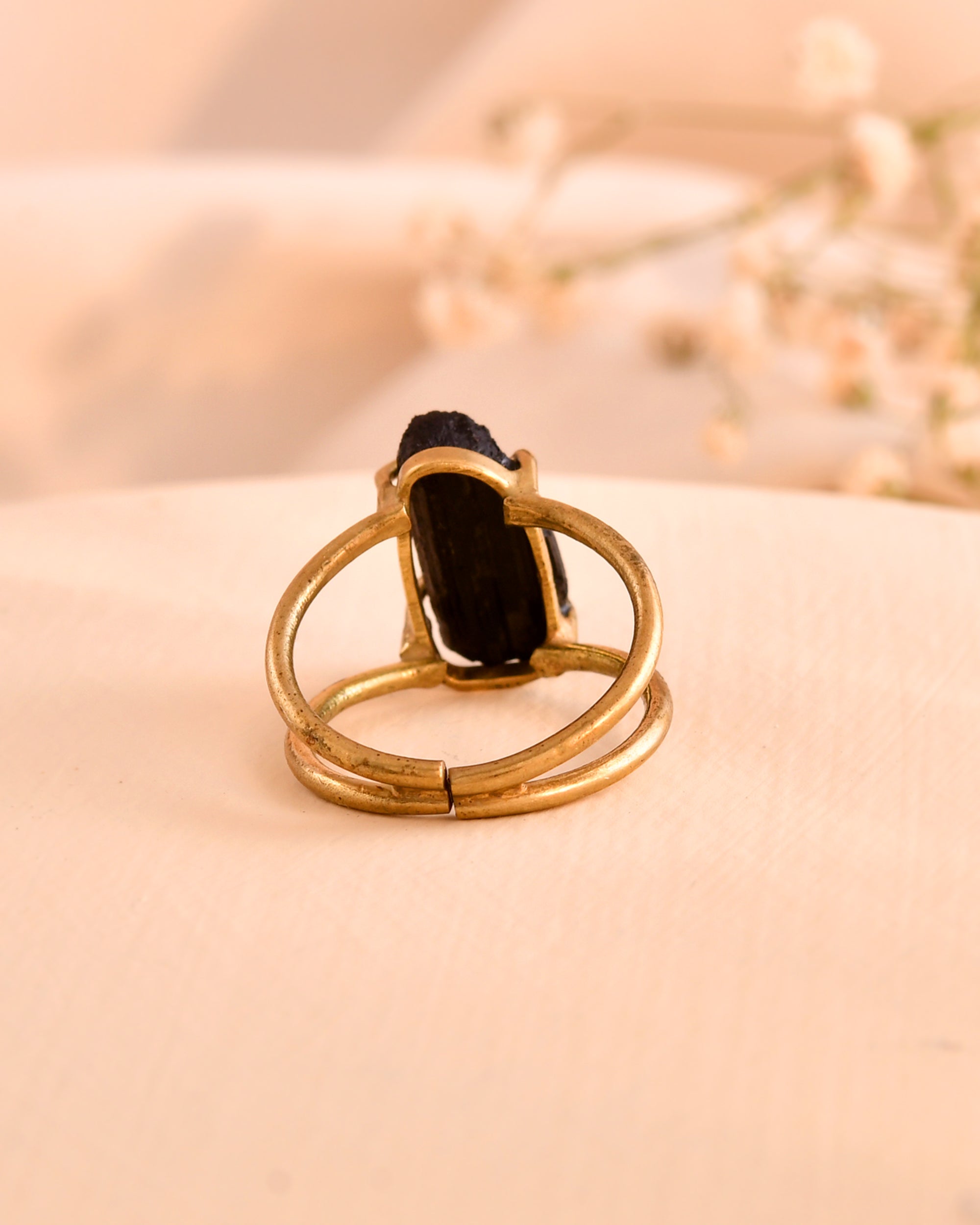 NATURAL BLACK TOURMALINE RAW RING 100% Natural Gemstone