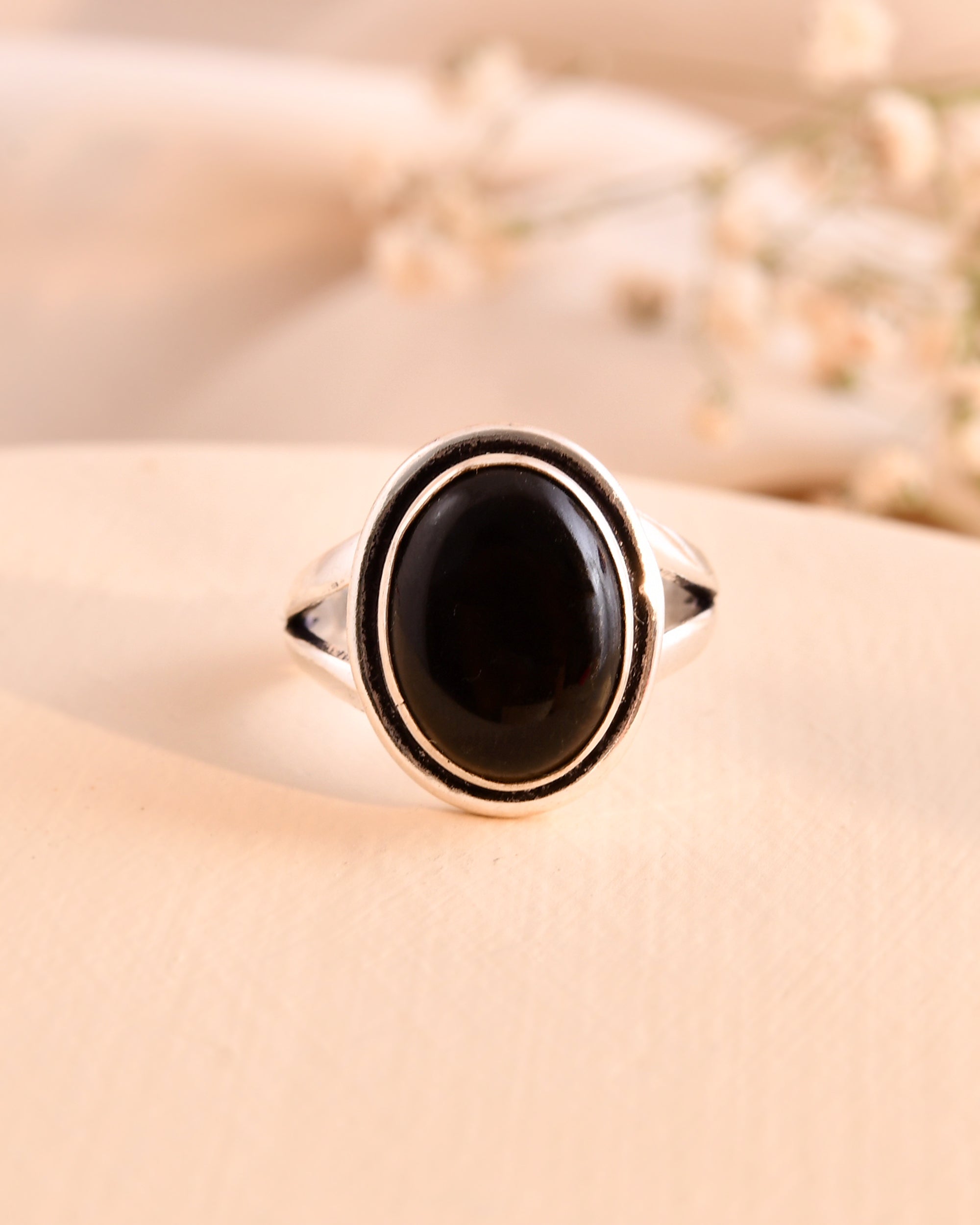 NATURAL BLACK OBSIDIAN RING