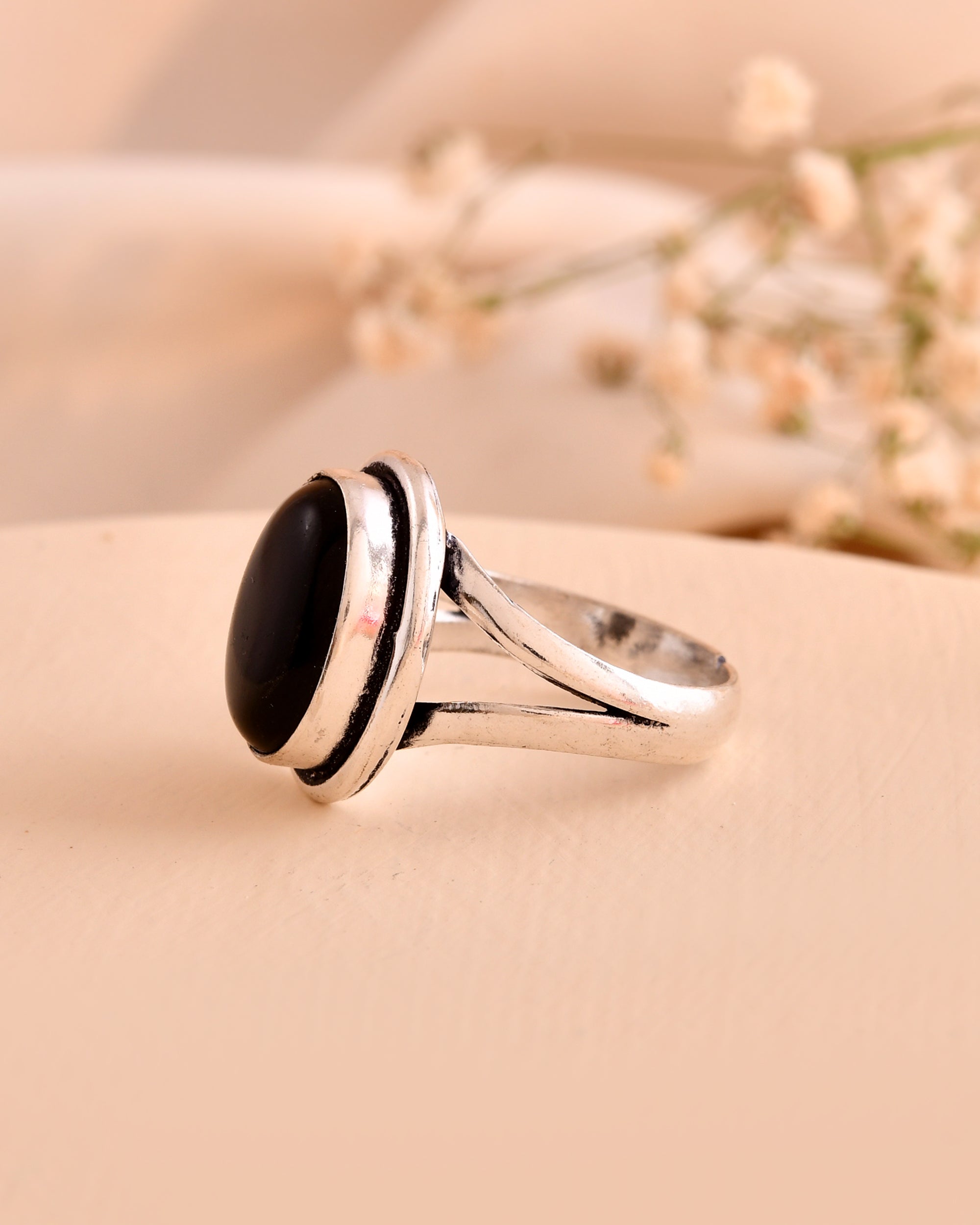 NATURAL BLACK OBSIDIAN RING