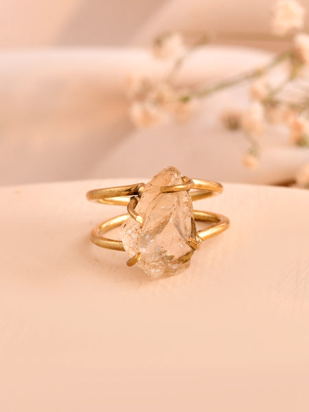 NATURAL CLEAR QUARTZ  RAW RING 100% Natural Gemstone