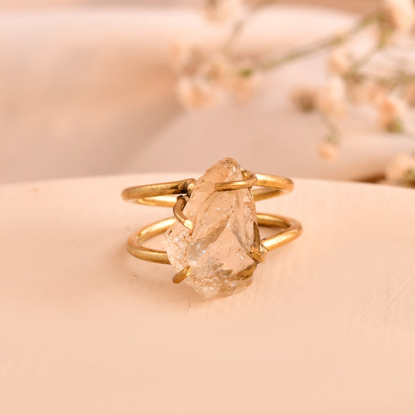 NATURAL CLEAR QUARTZ  RAW RING 100% Natural Gemstone
