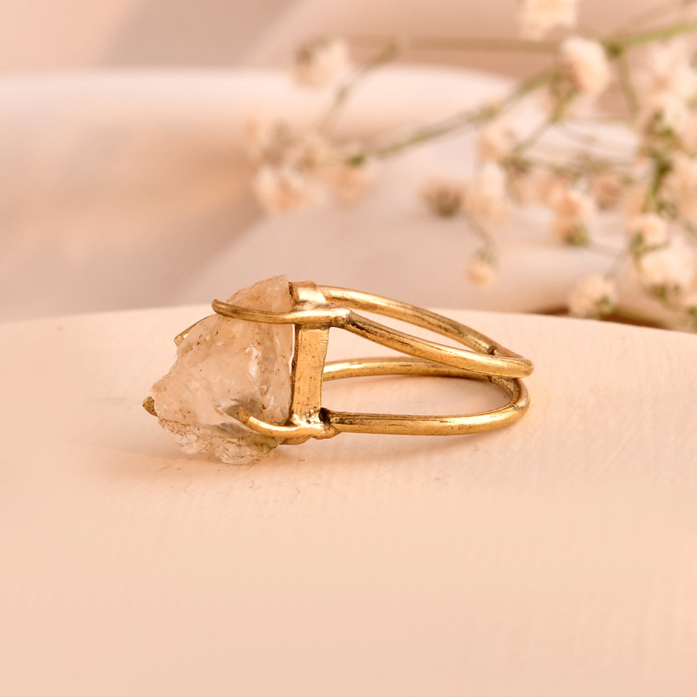NATURAL CLEAR QUARTZ  RAW RING 100% Natural Gemstone