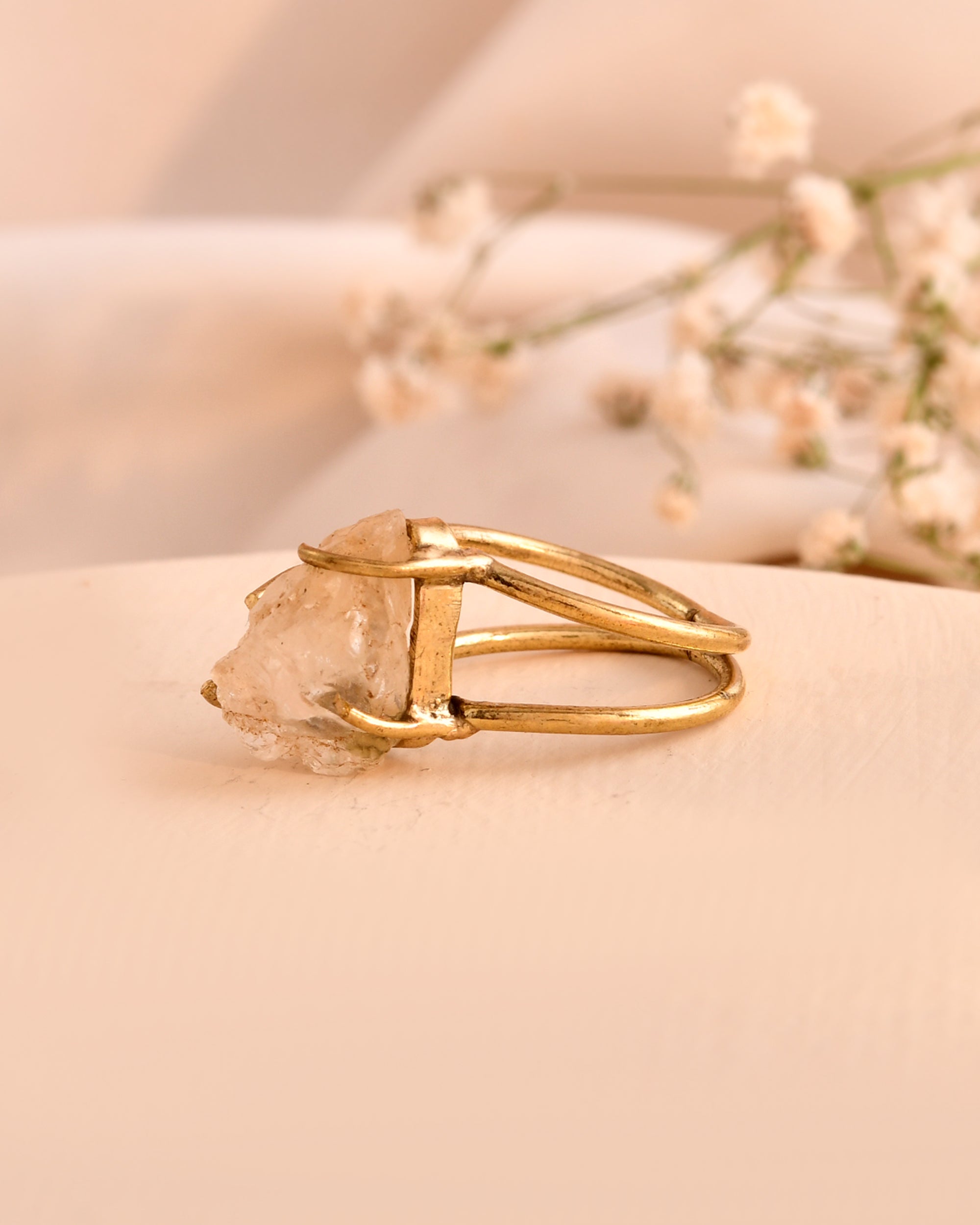 NATURAL CLEAR QUARTZ  RAW RING 100% Natural Gemstone