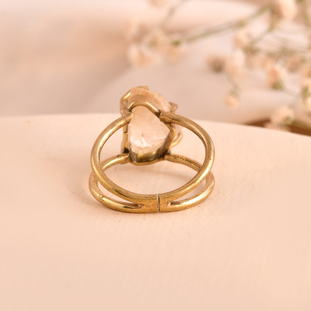 NATURAL CLEAR QUARTZ  RAW RING 100% Natural Gemstone