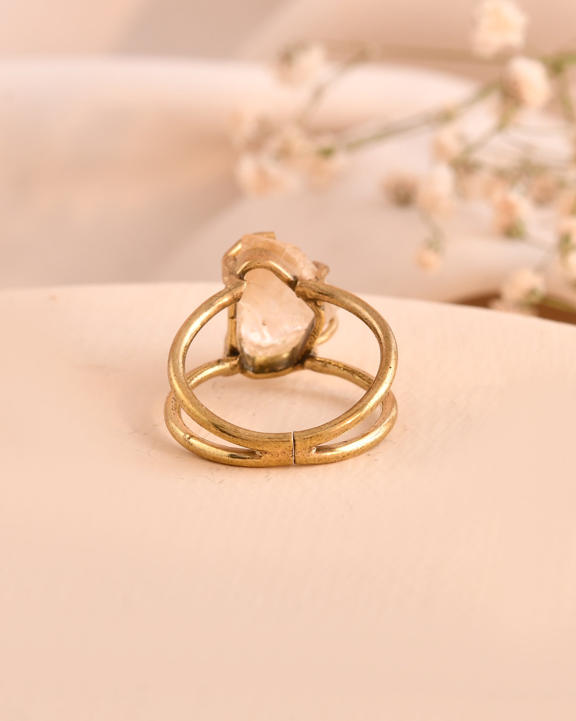 NATURAL CLEAR QUARTZ  RAW RING 100% Natural Gemstone