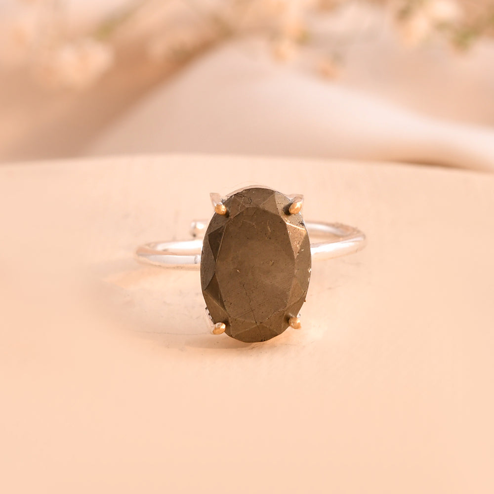 NATURAL PYRITE  FACITED RING 100% Natural Gemstone