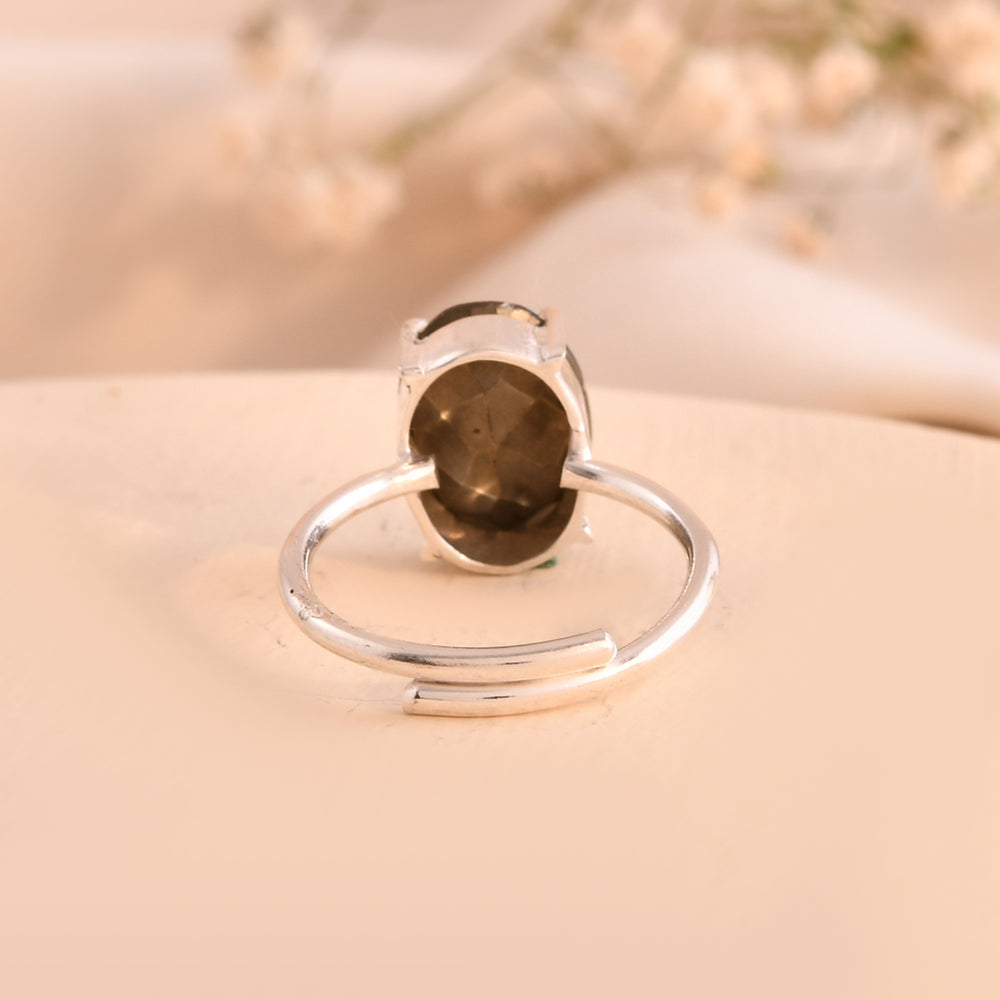 NATURAL PYRITE  FACITED RING 100% Natural Gemstone