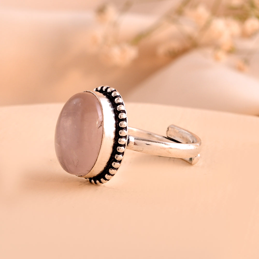 NATURAL ROSE QUARTZ RING
