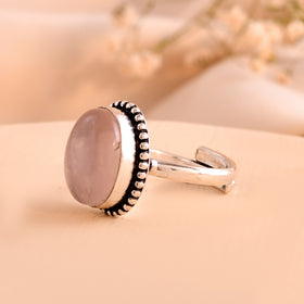 NATURAL ROSE QUARTZ RING