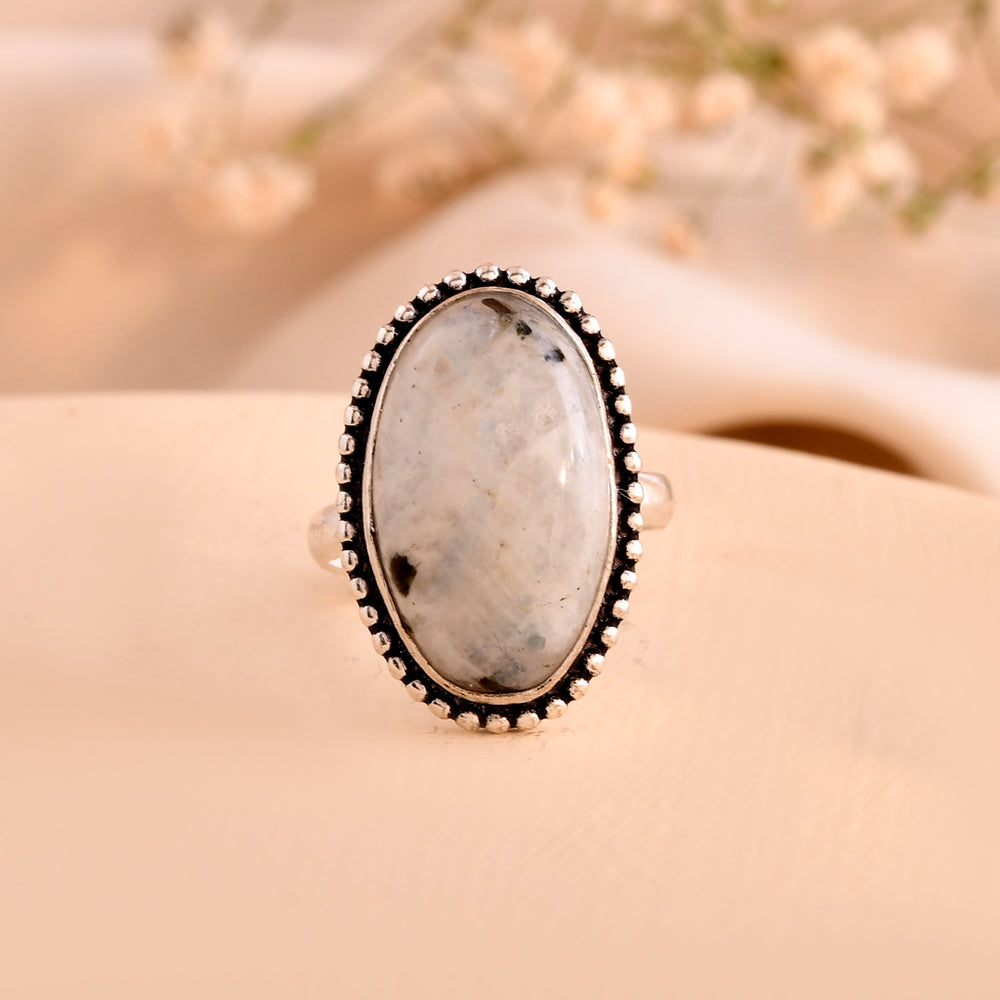 NATURAL RAINBOW MOONSTONE  RING 100% Natural Gemstone